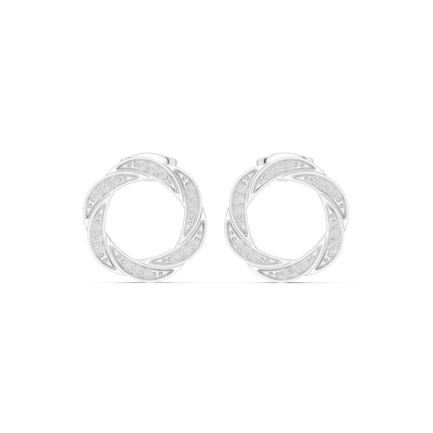 Twisted Circle Diamond Stud Earrings