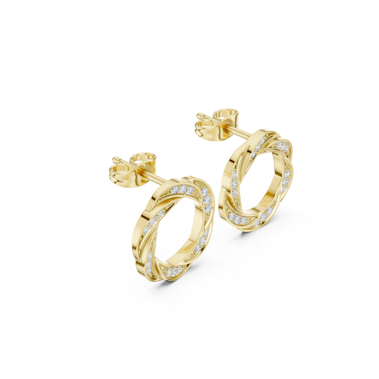 Twisted Circle Diamond Stud Earrings