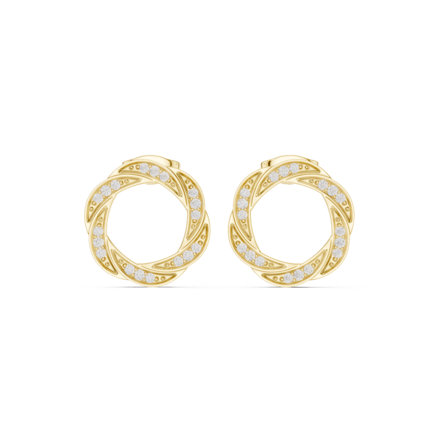 Twisted Circle Diamond Stud Earrings