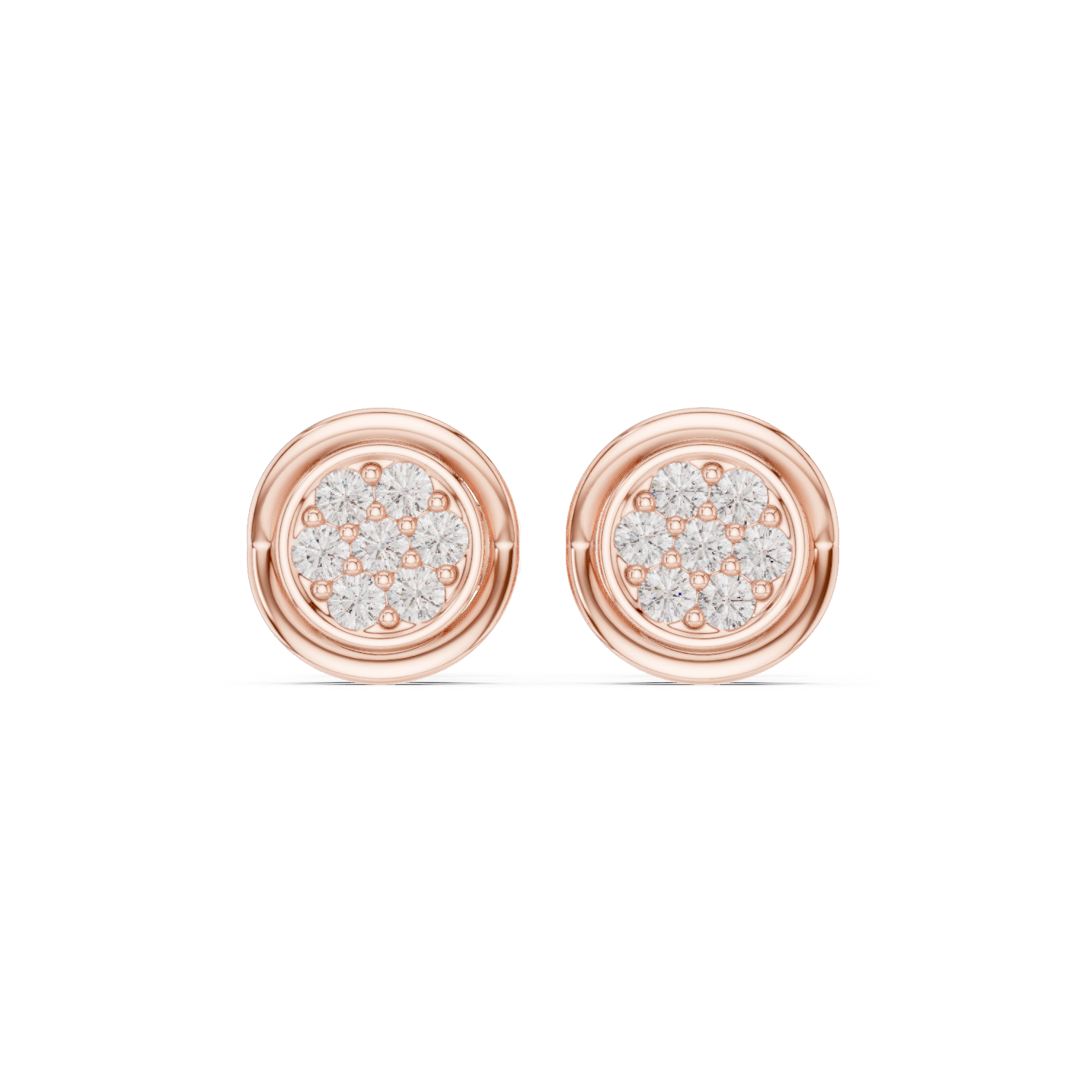 Classic Round Cluster Diamond Stud Earrings