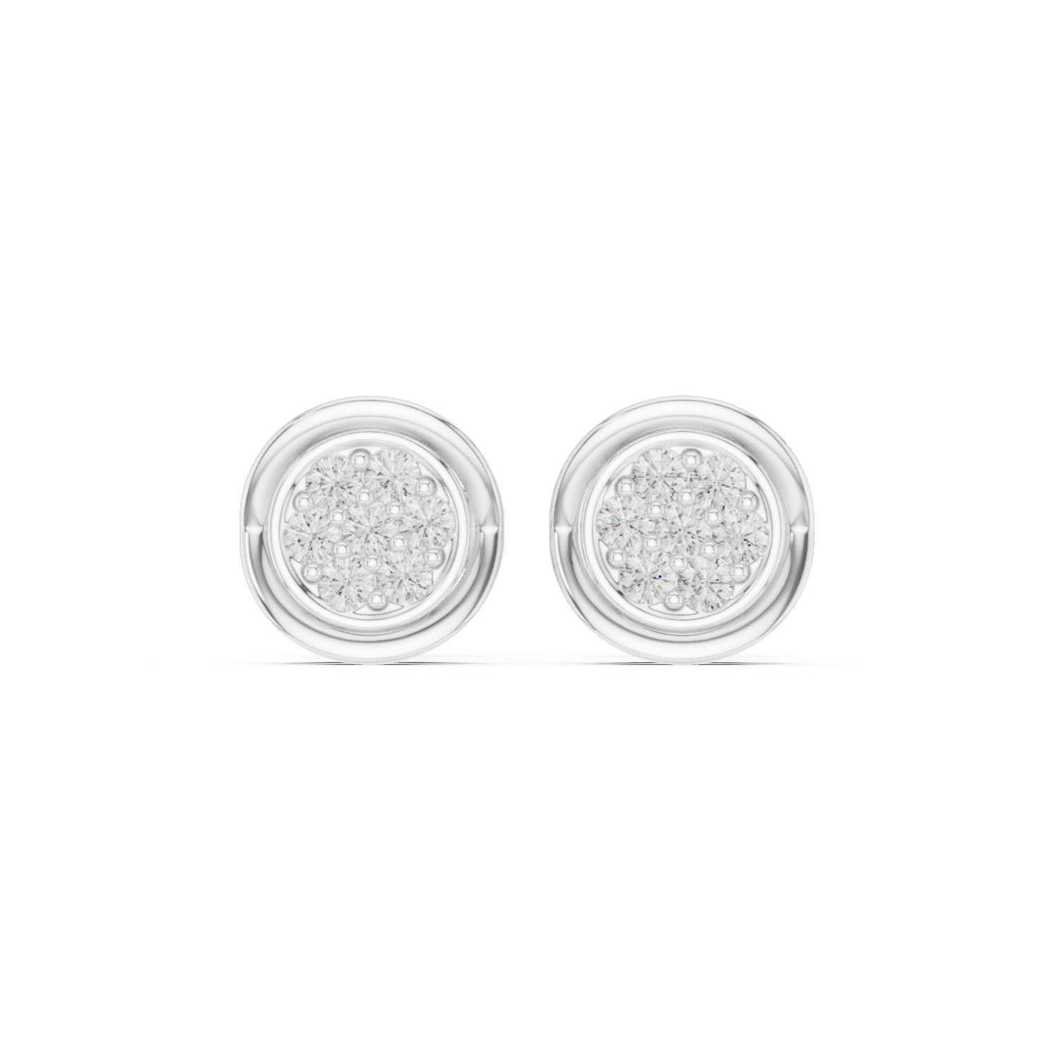 Classic Round Cluster Diamond Stud Earrings