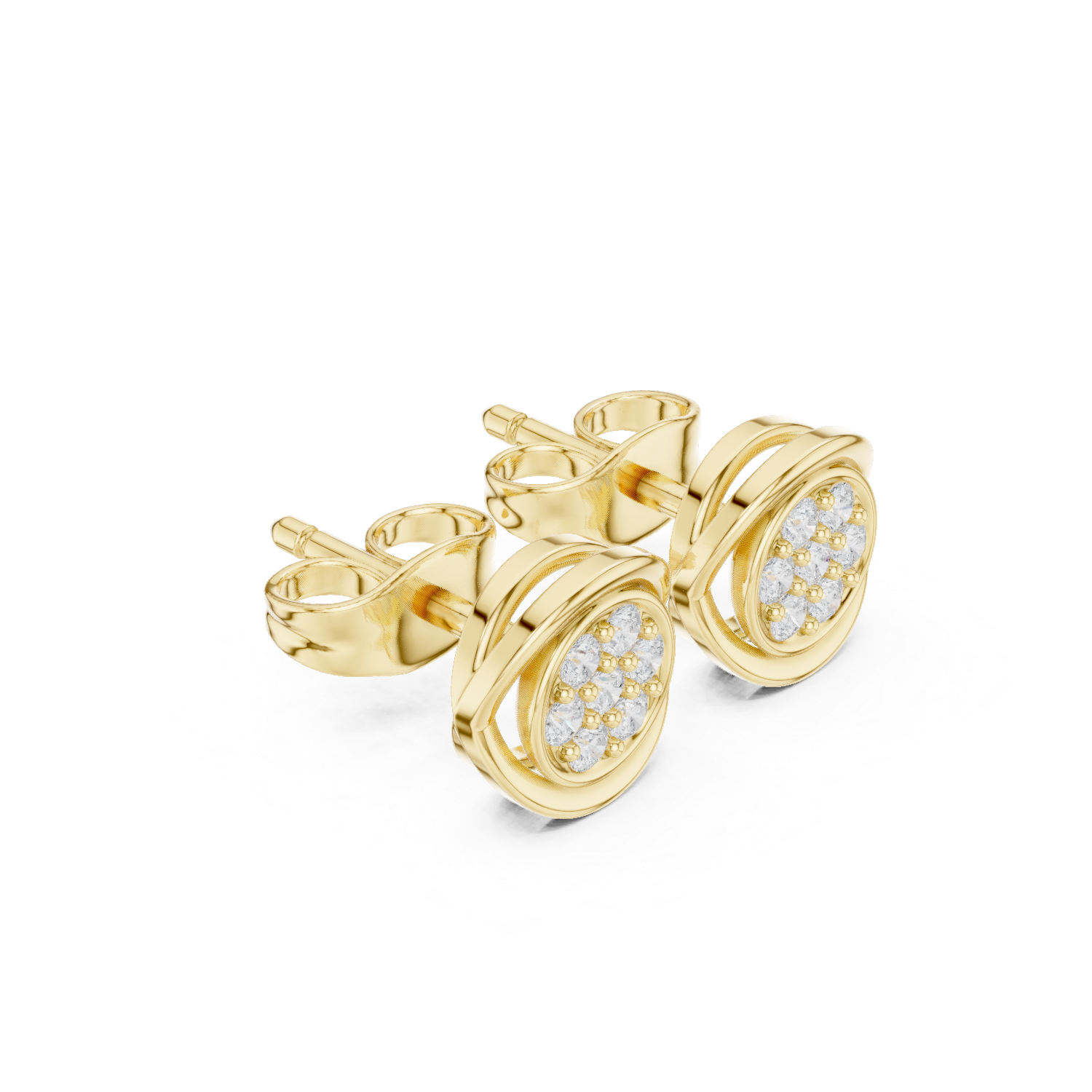 Classic Round Cluster Diamond Stud Earrings