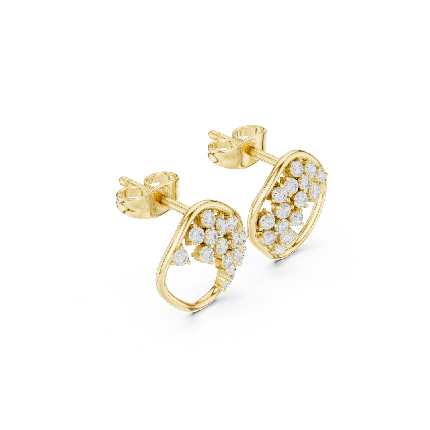Floral Cluster Diamond Stud Earrings