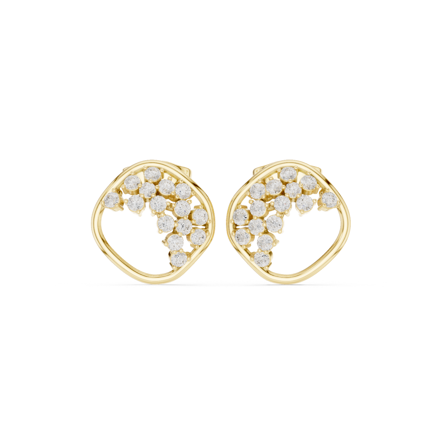 Floral Cluster Diamond Stud Earrings
