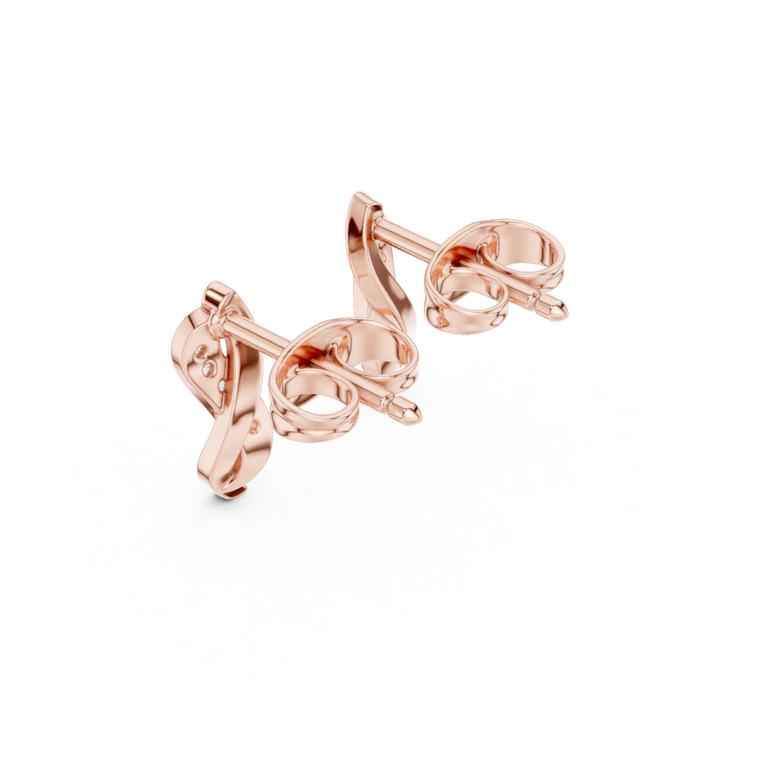 Twisted Diamond Curve Stud Earrings