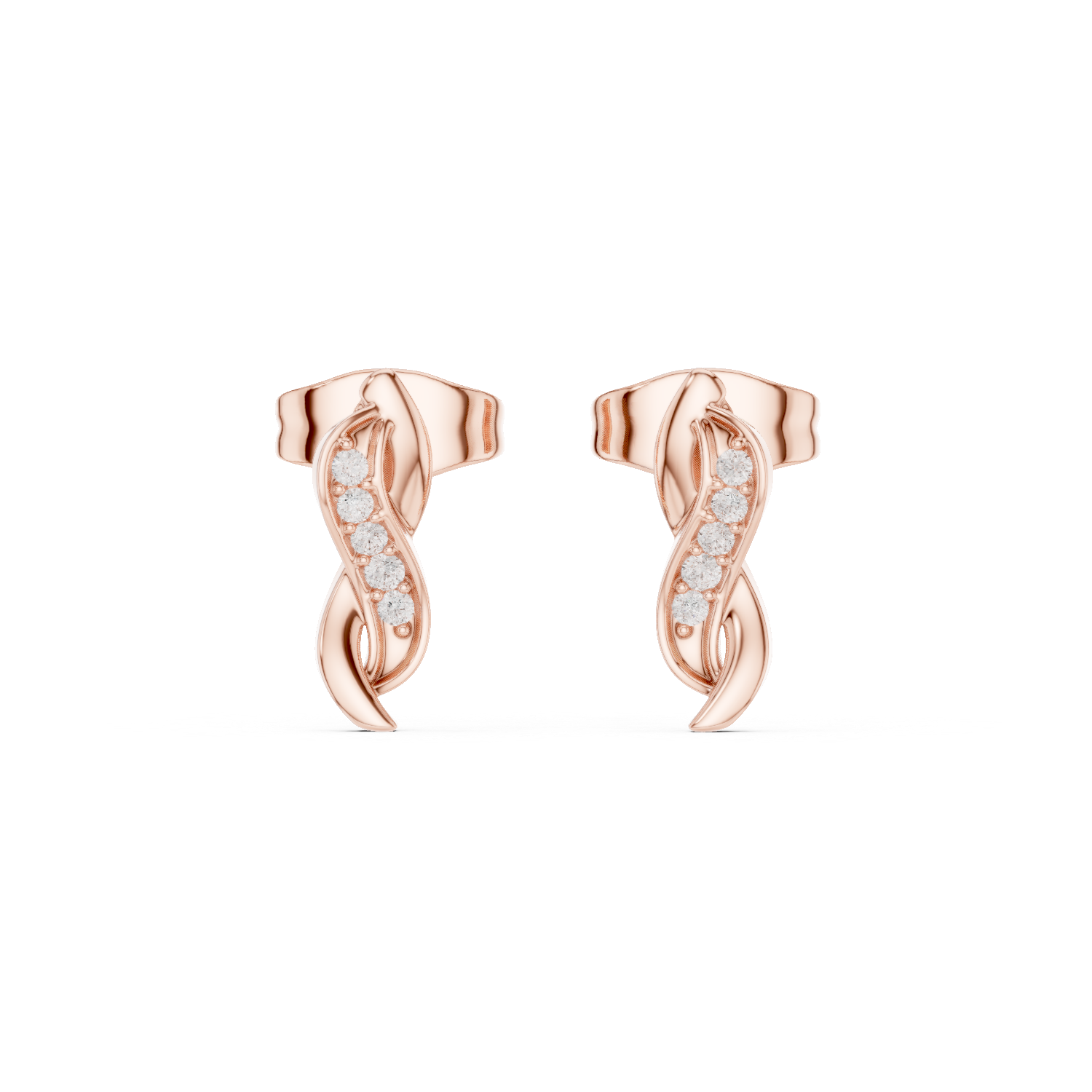 Twisted Diamond Curve Stud Earrings