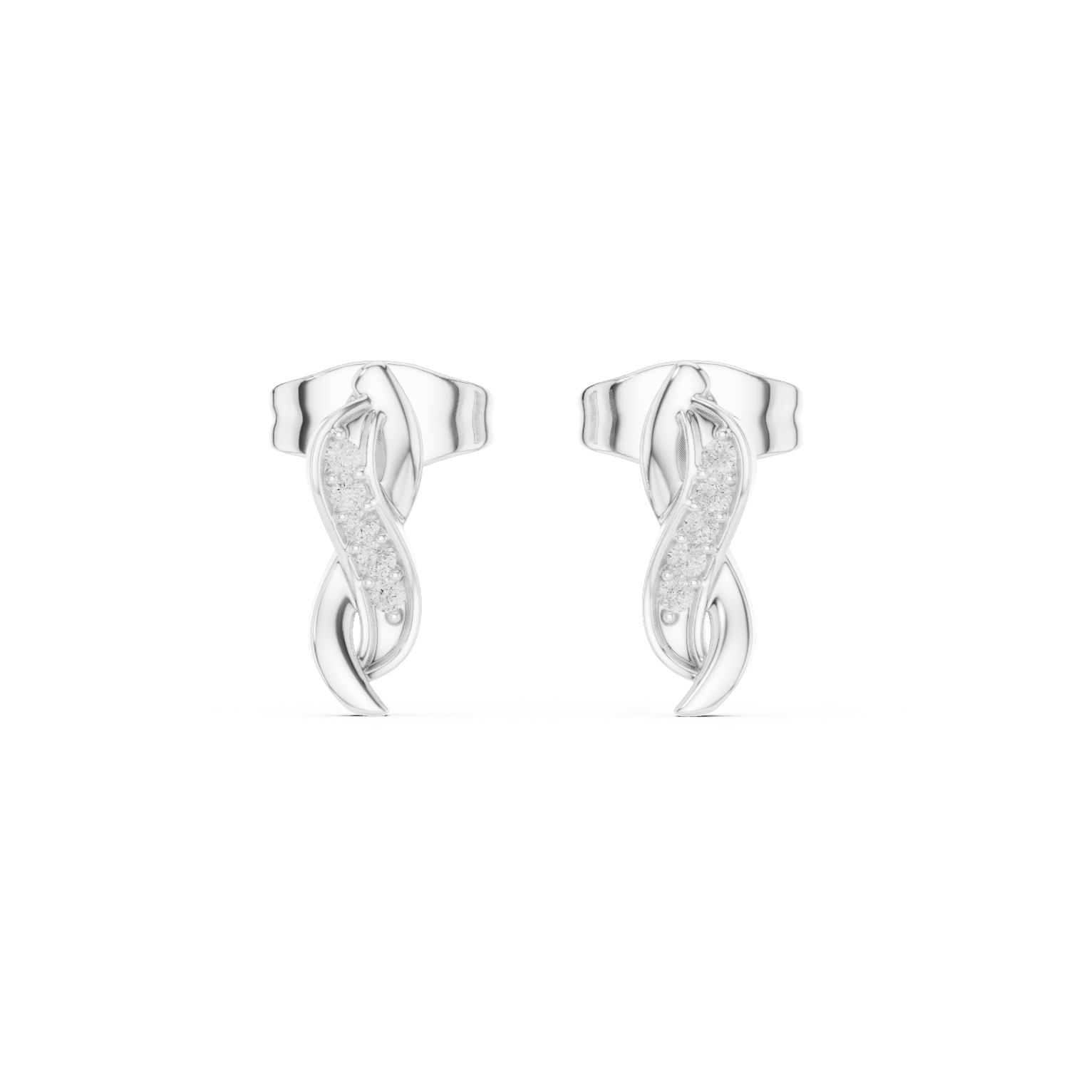 Twisted Diamond Curve Stud Earrings