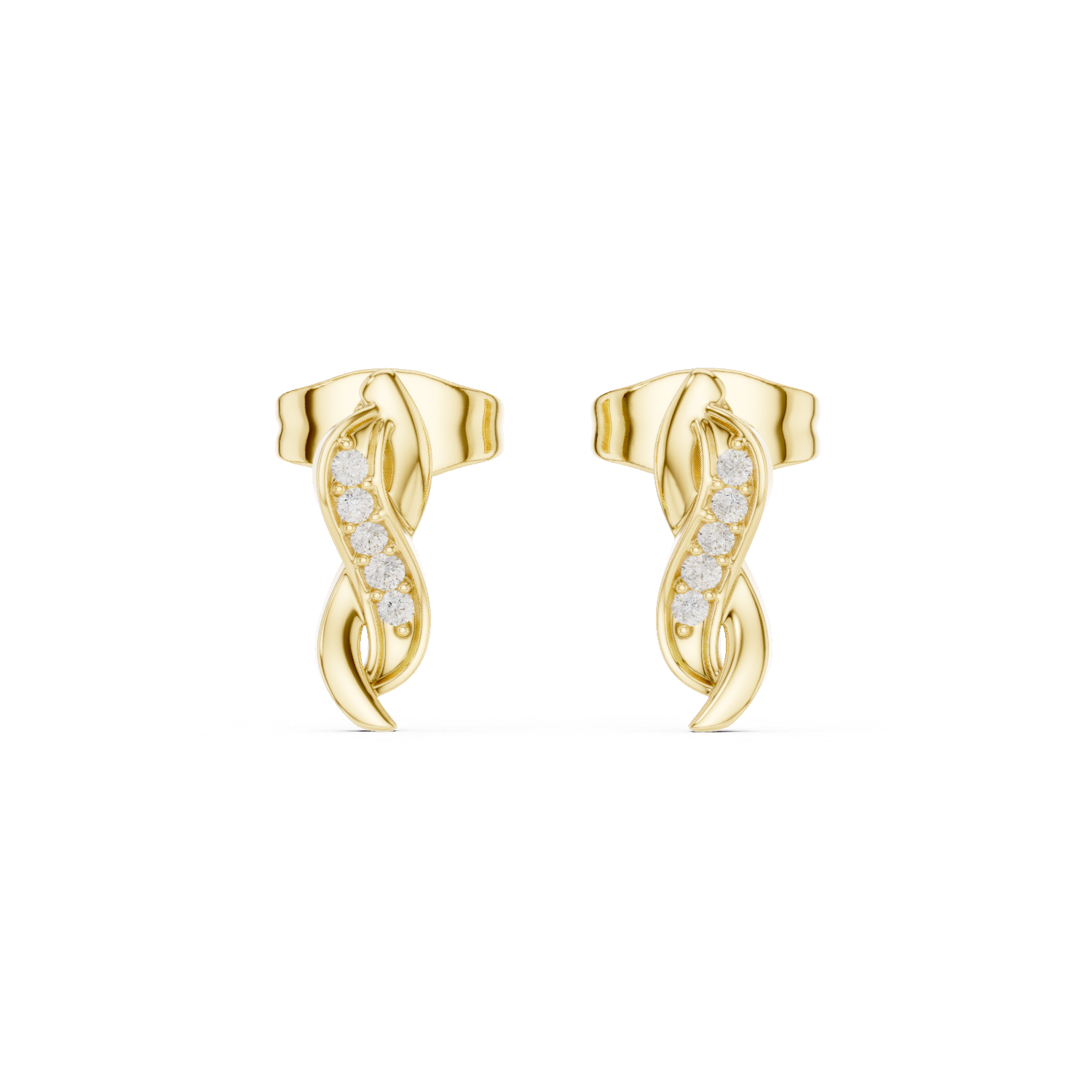 Twisted Diamond Curve Stud Earrings
