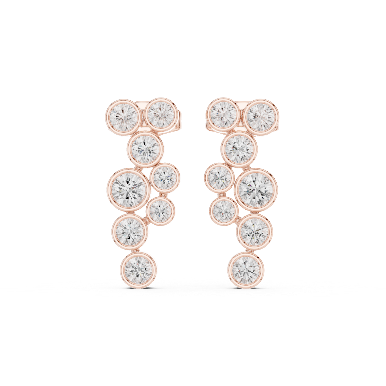 Graduated Bubble Diamond Drop Stud Earrings