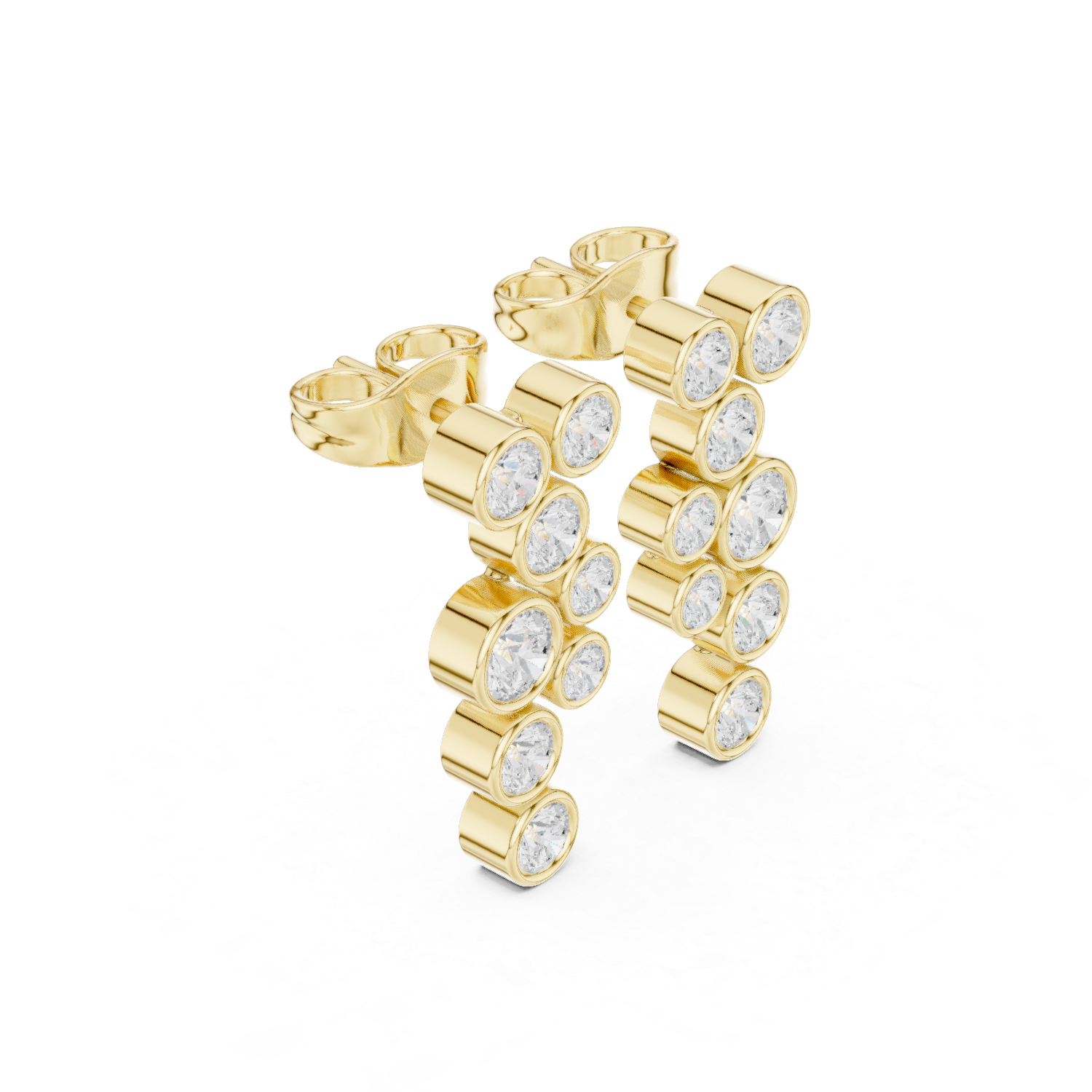 Graduated Bubble Diamond Drop Stud Earrings
