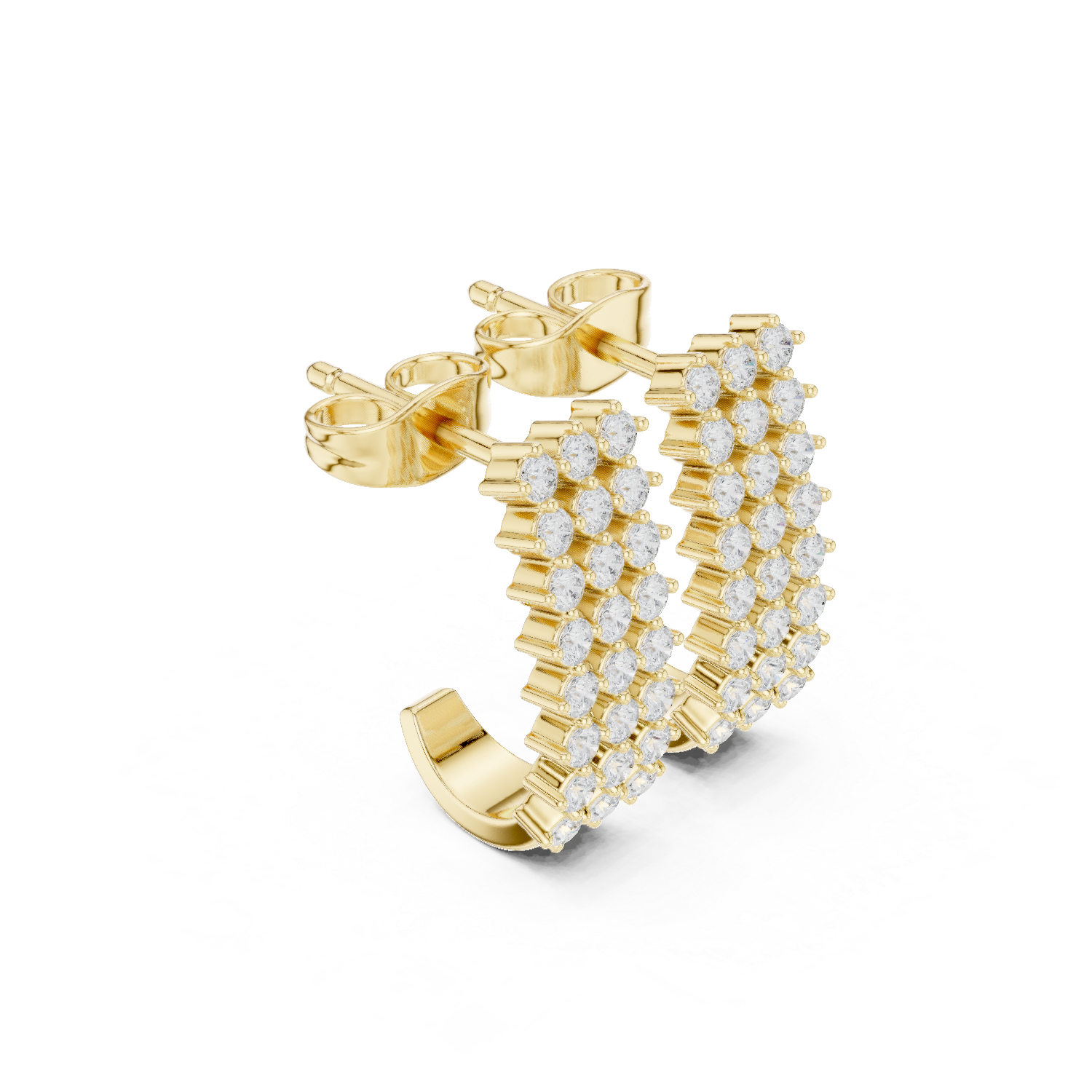 Diamond Multi-Row Hoop Earrings