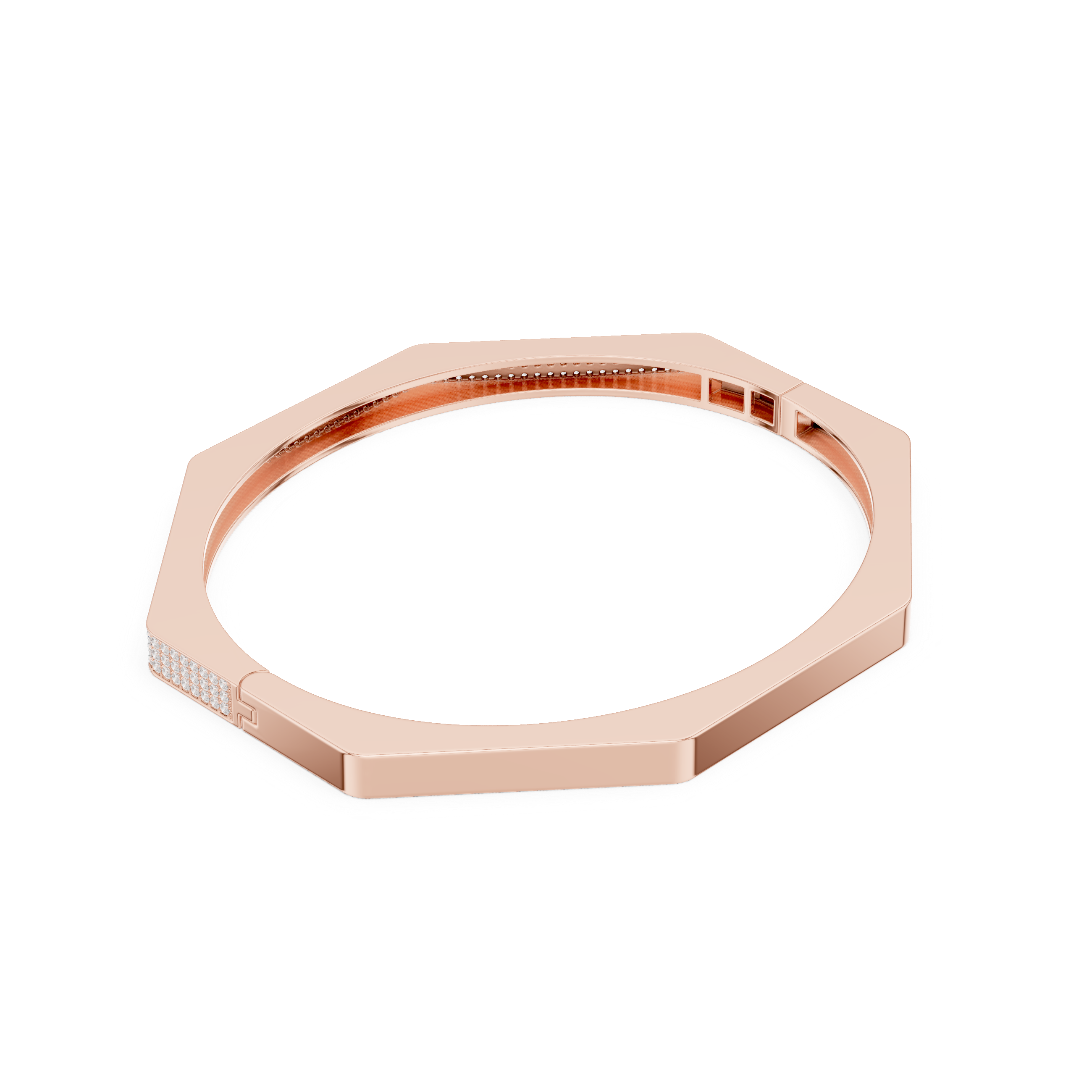 Geometric Pavé Diamond Bangle Bracelet