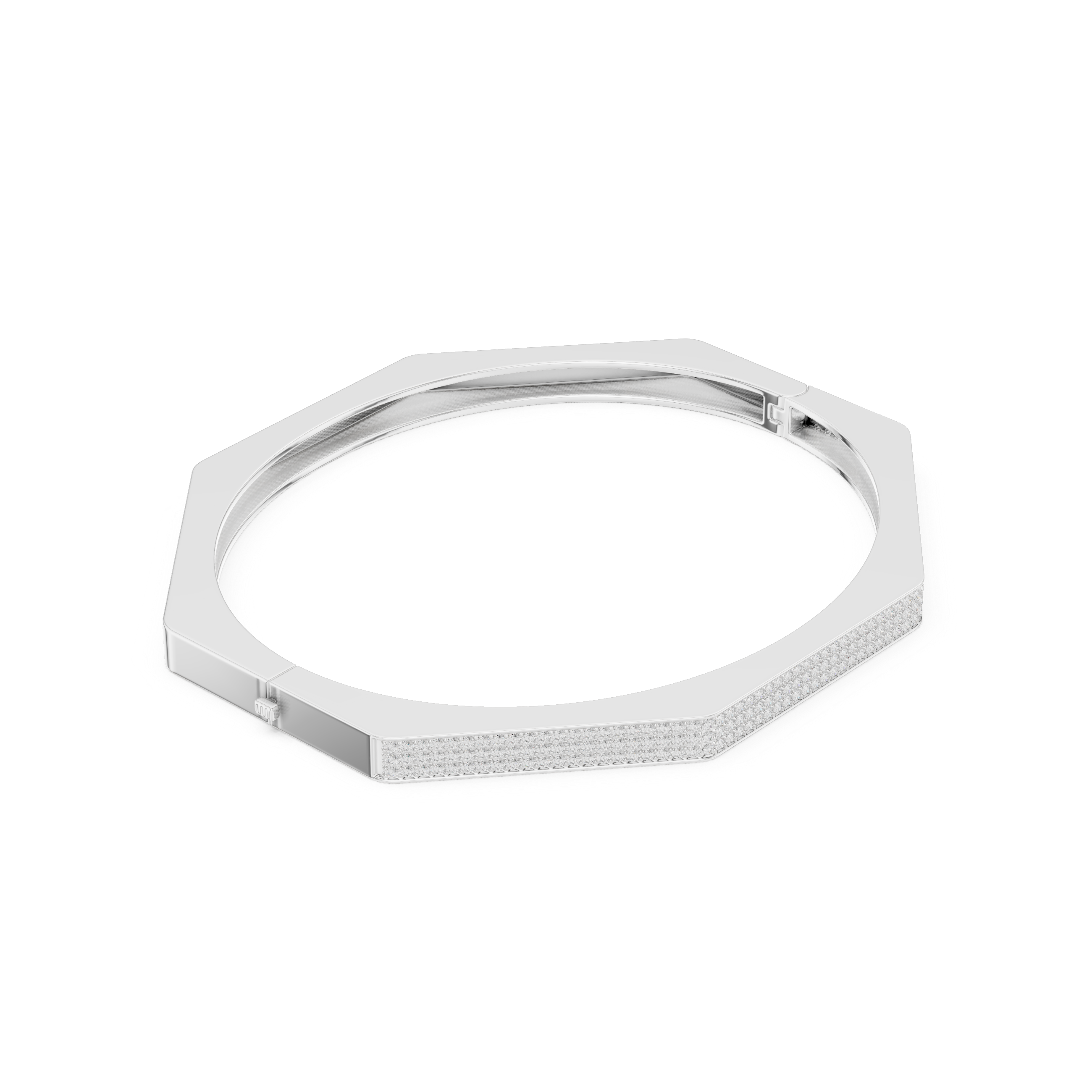 Geometric Pavé Diamond Bangle Bracelet