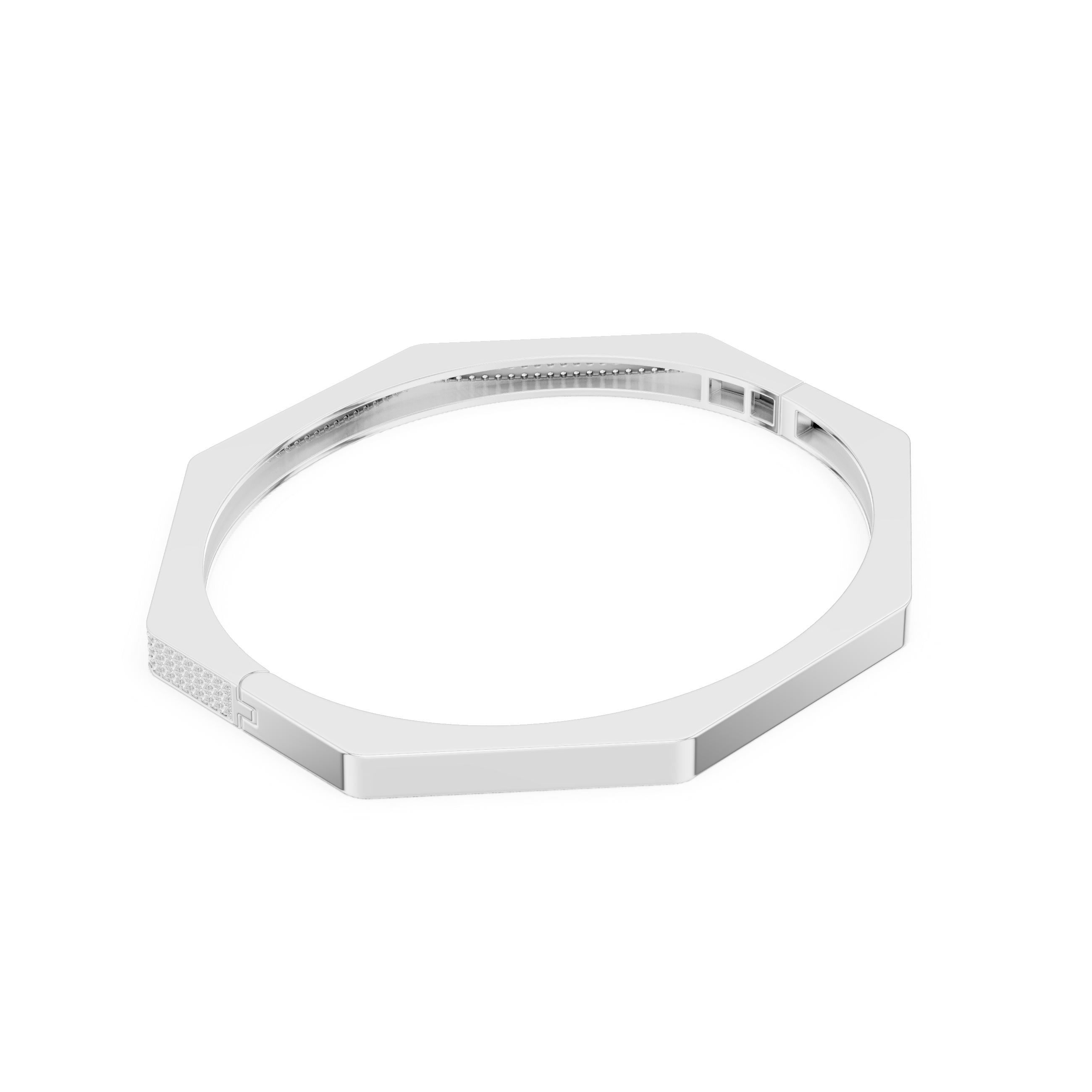 Geometric Pavé Diamond Bangle Bracelet