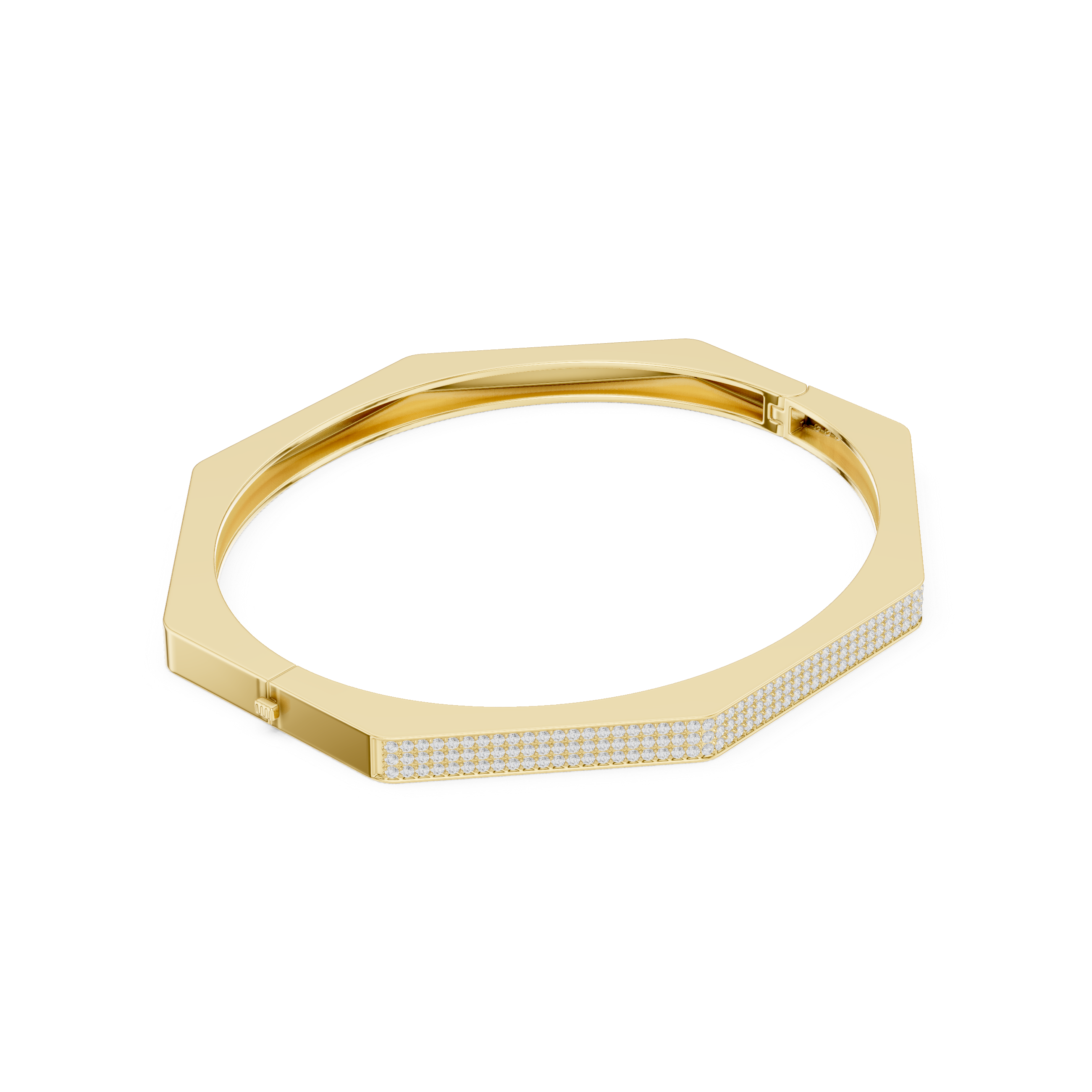 Geometric Pavé Diamond Bangle Bracelet