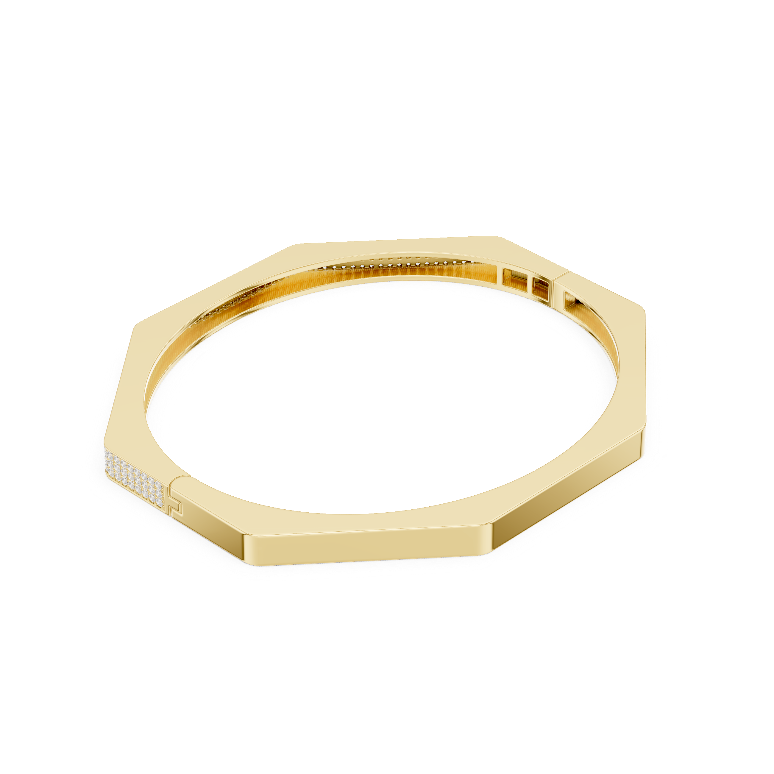 Geometric Pavé Diamond Bangle Bracelet