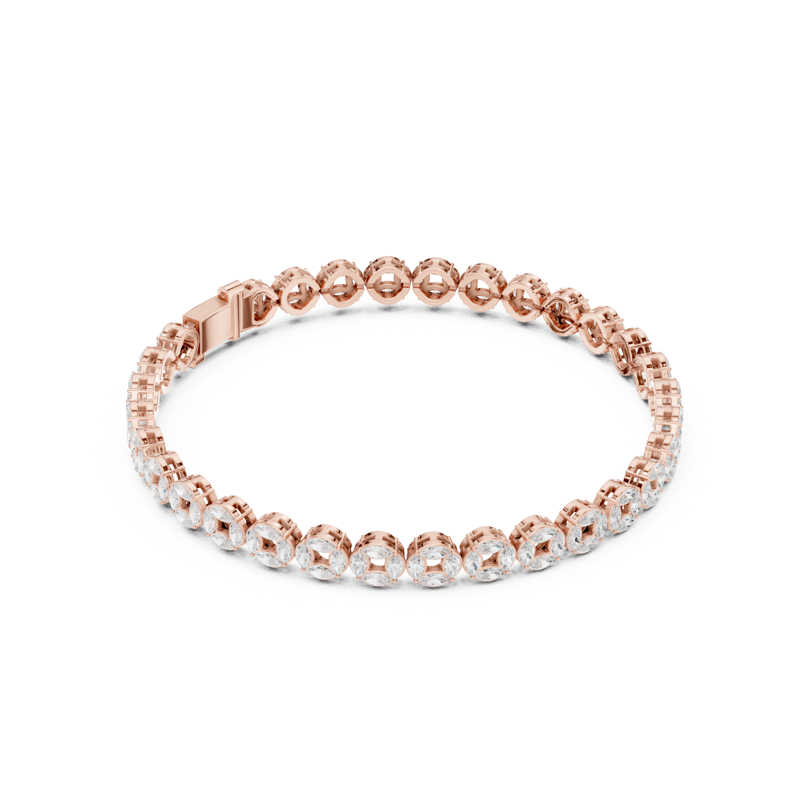Marquise Halo Link Diamond Tennis Bracelet