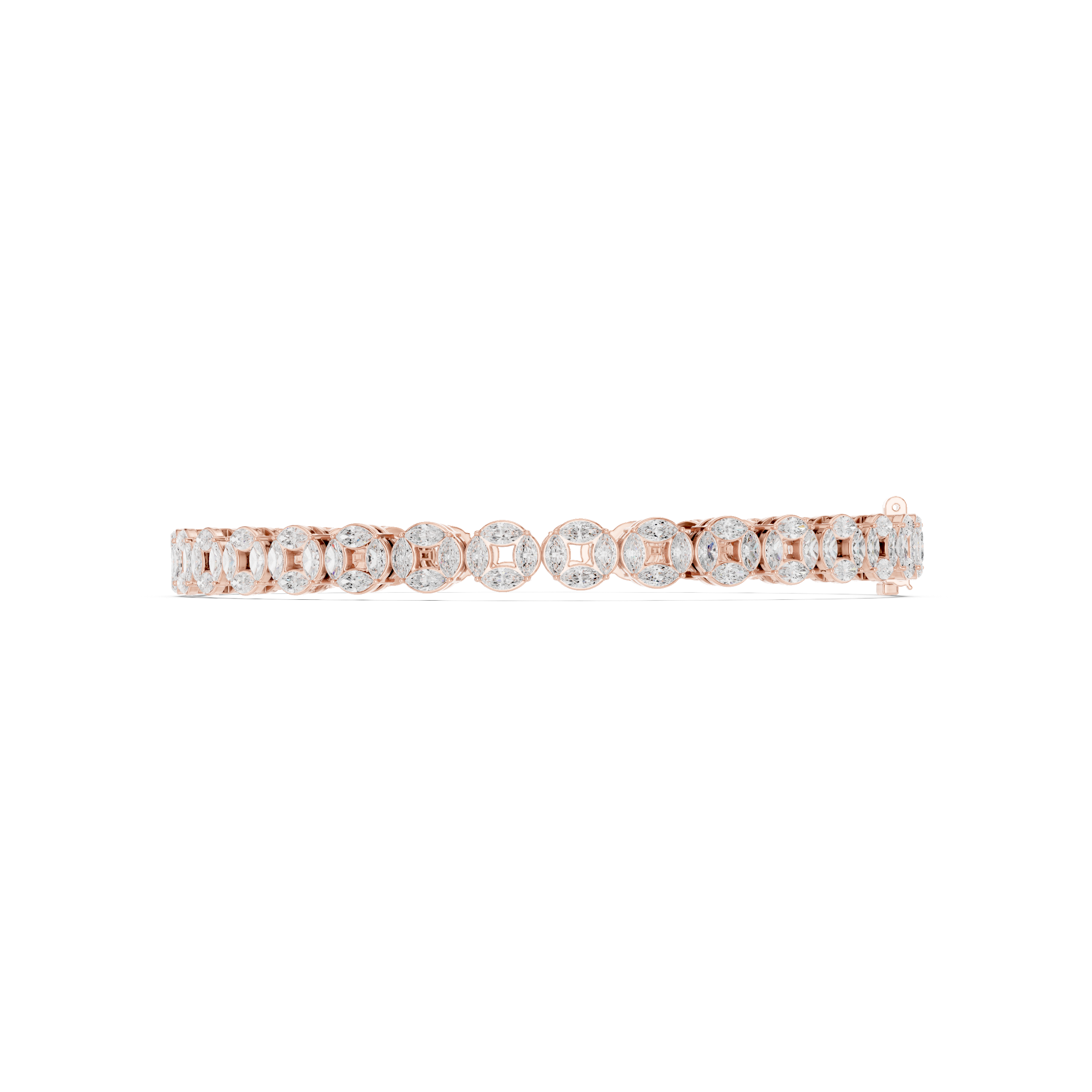 Marquise Halo Link Diamond Tennis Bracelet