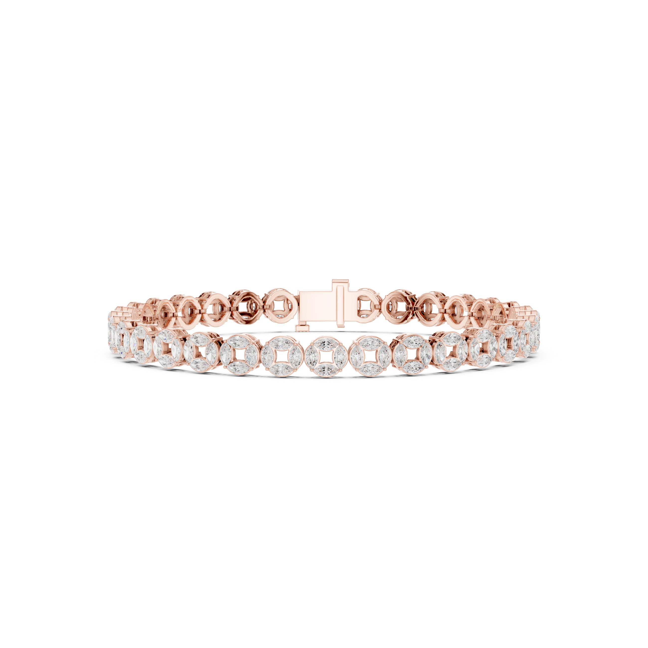 Marquise Halo Link Diamond Tennis Bracelet