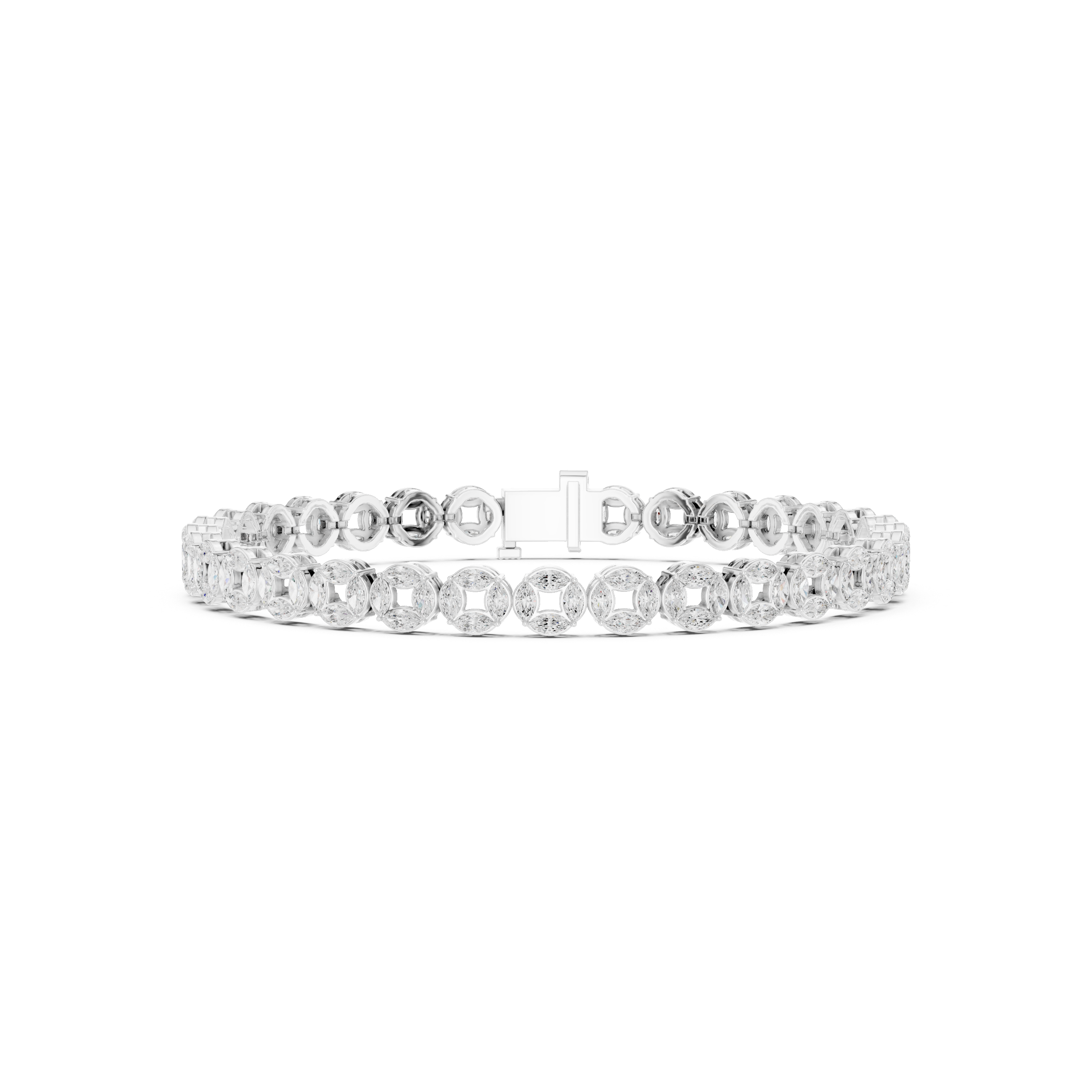 Marquise Halo Link Diamond Tennis Bracelet