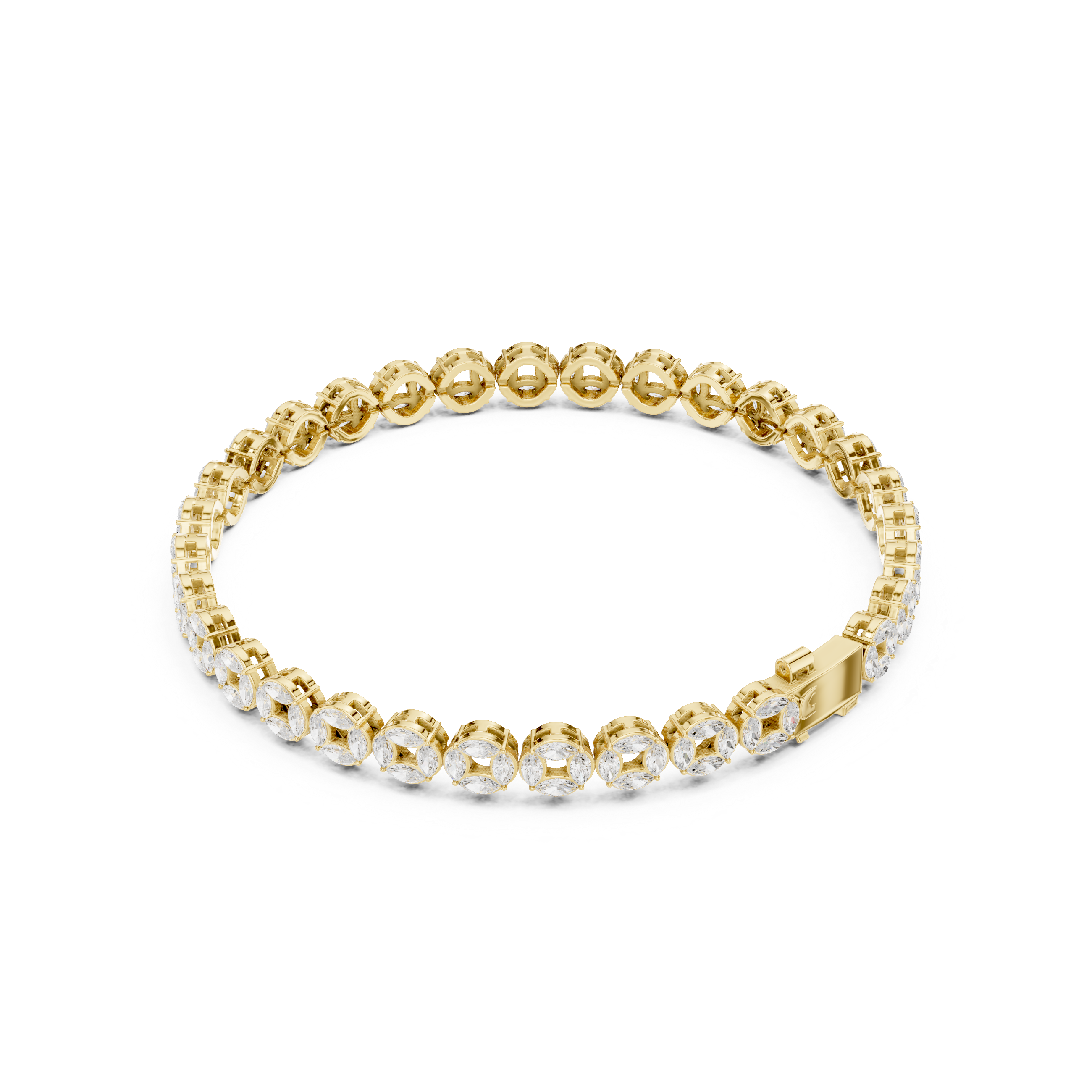 Marquise Halo Link Diamond Tennis Bracelet