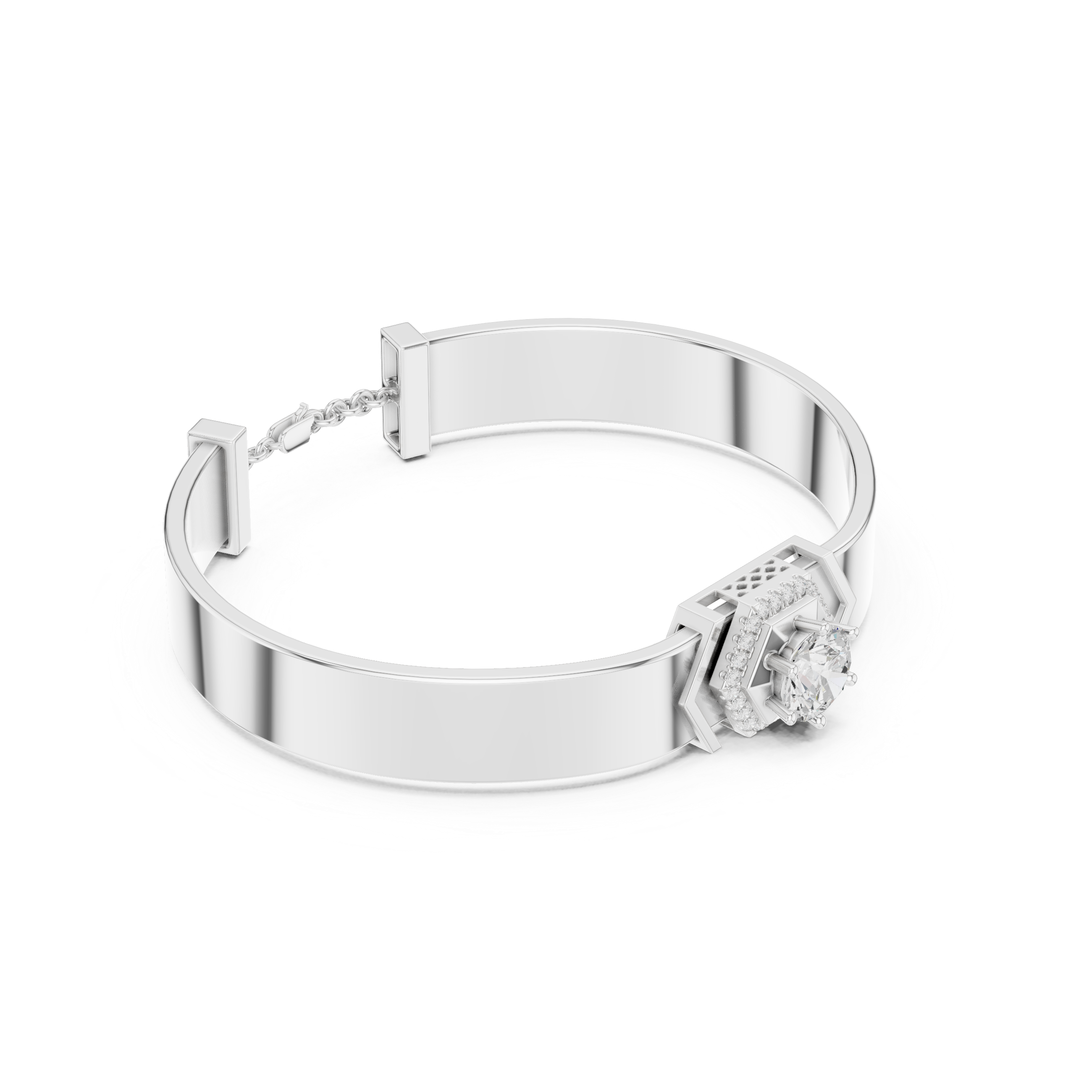 Hexagon Halo Diamond Bracelet