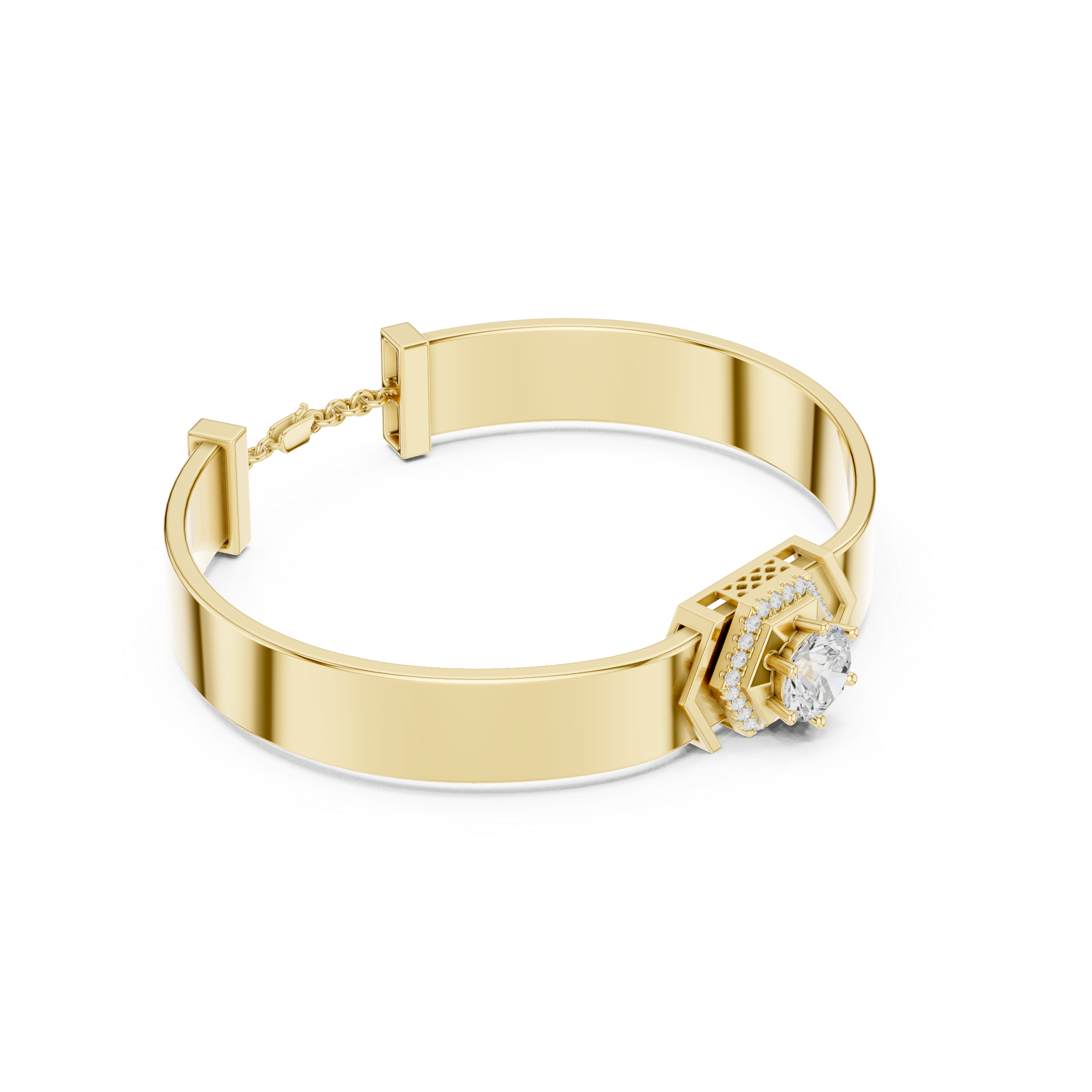Hexagon Halo Diamond Bracelet