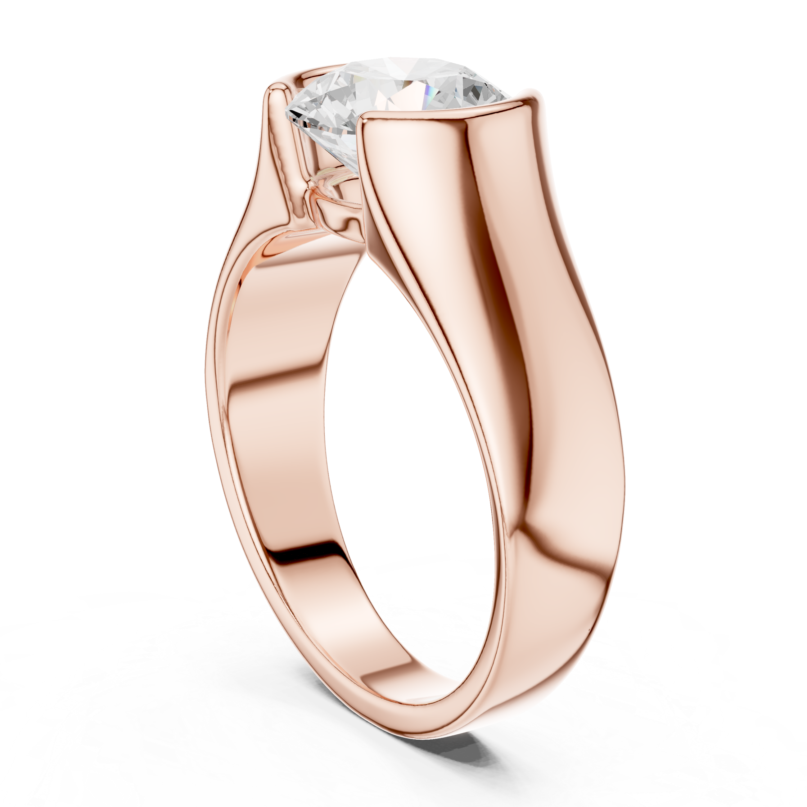 Men’s Bold Solitaire Gold Ring with Round Diamond Center
