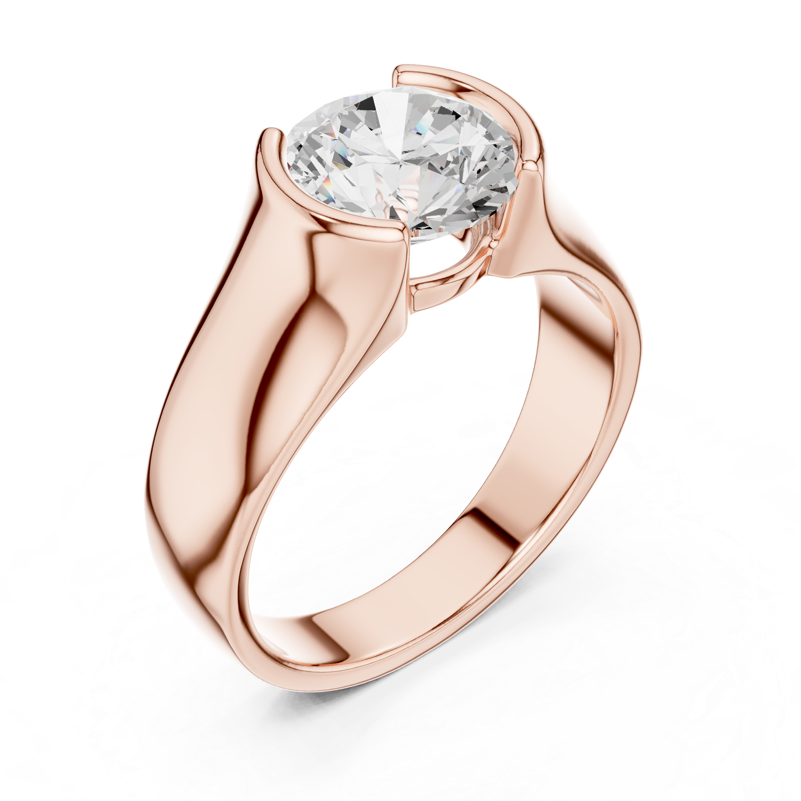Men’s Bold Solitaire Gold Ring with Round Diamond Center