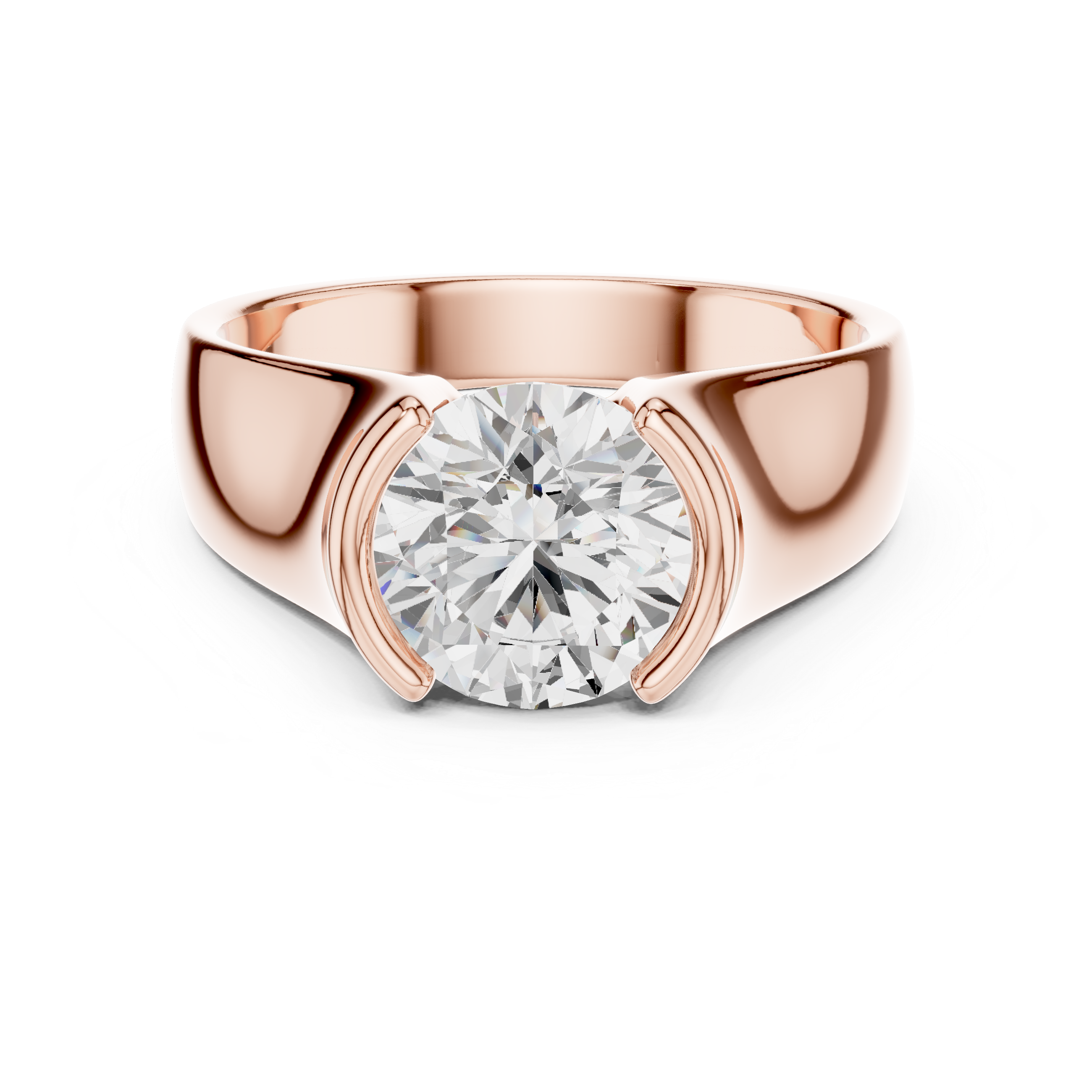 Men’s Bold Solitaire Gold Ring with Round Diamond Center