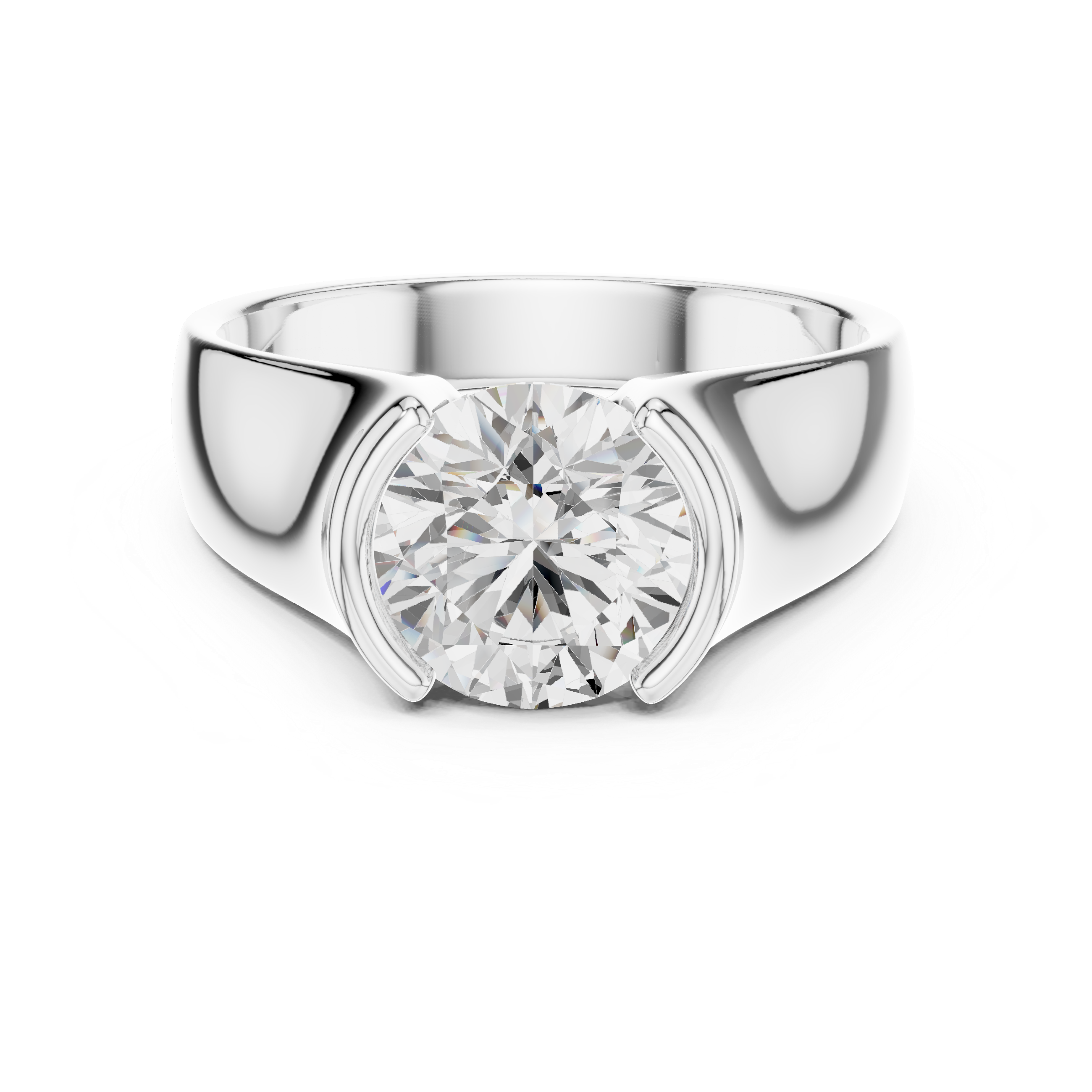 Men’s Bold Solitaire Gold Ring with Round Diamond Center