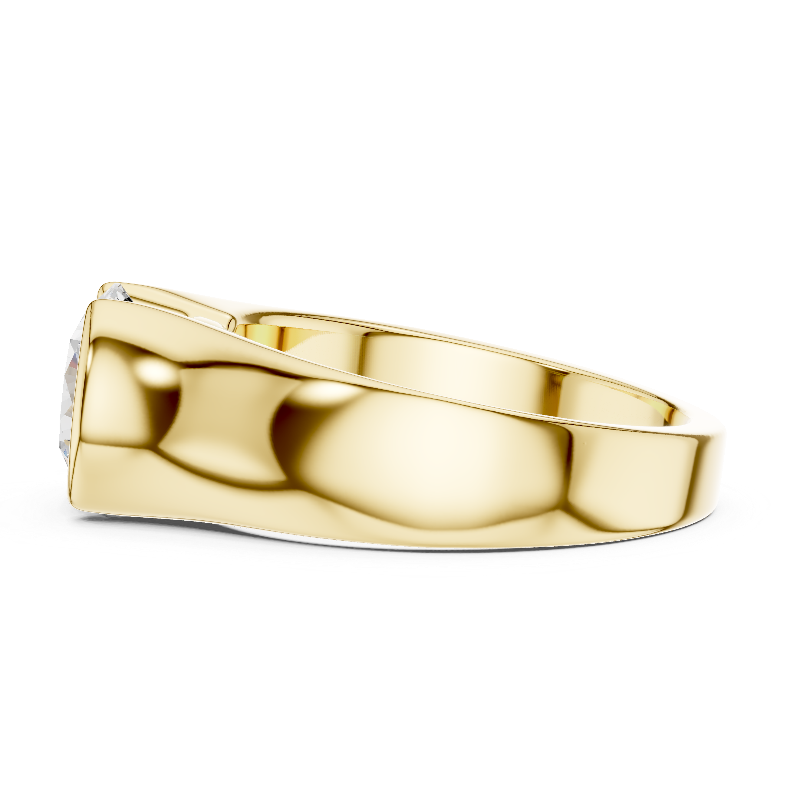 Men’s Bold Solitaire Gold Ring with Round Diamond Center