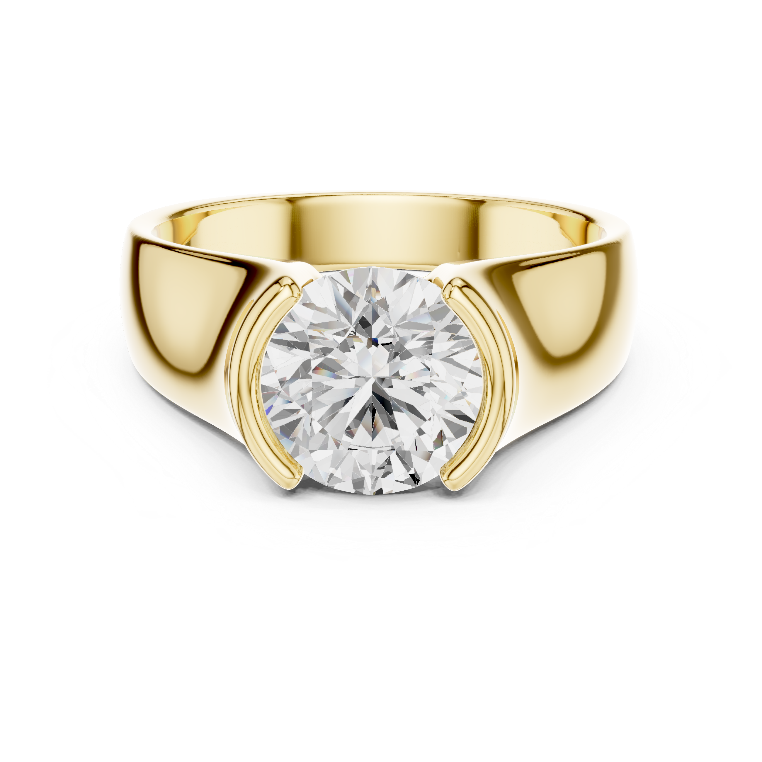 Men’s Bold Solitaire Gold Ring with Round Diamond Center