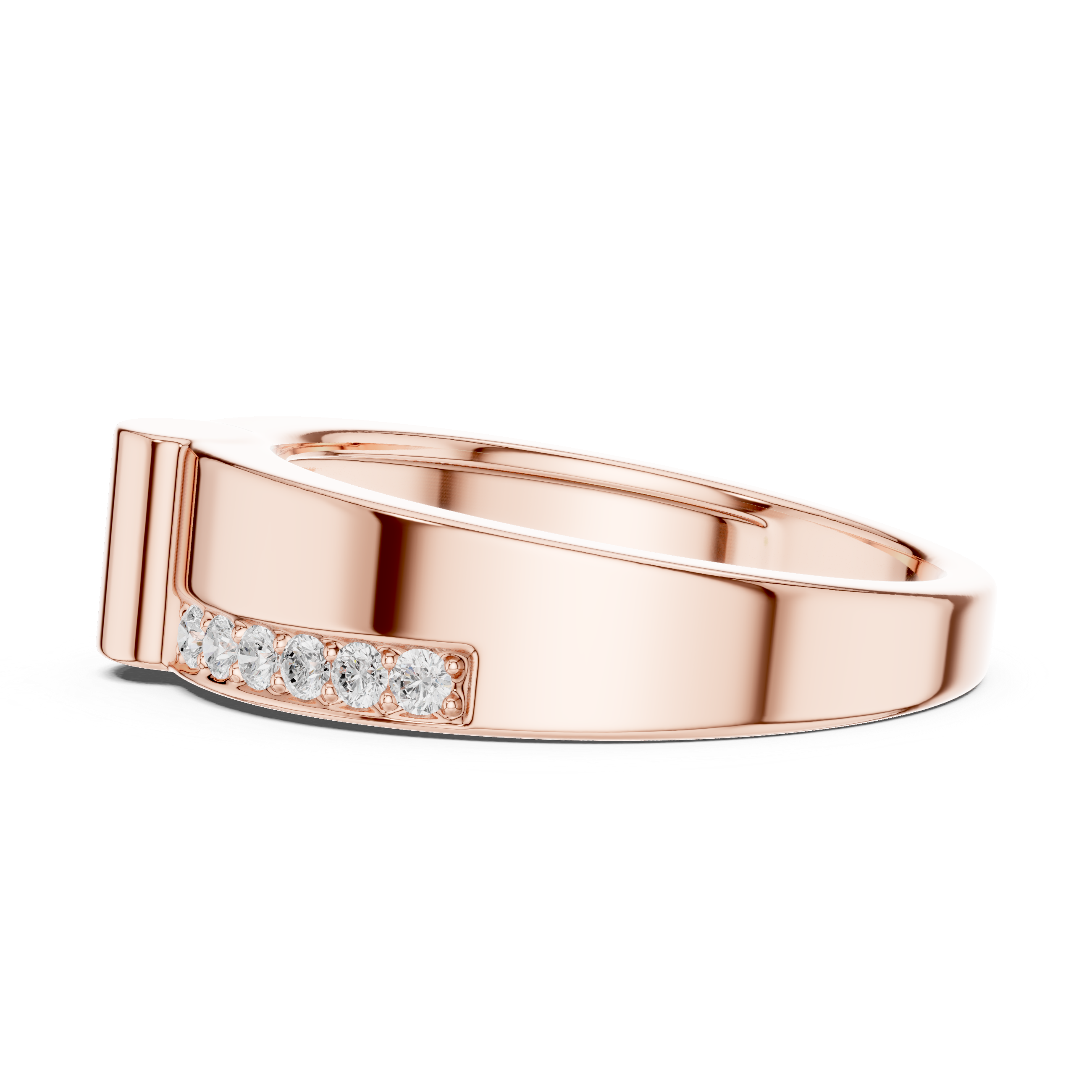 Men’s Modern Gold Ring with Side Pavé Diamond Channels