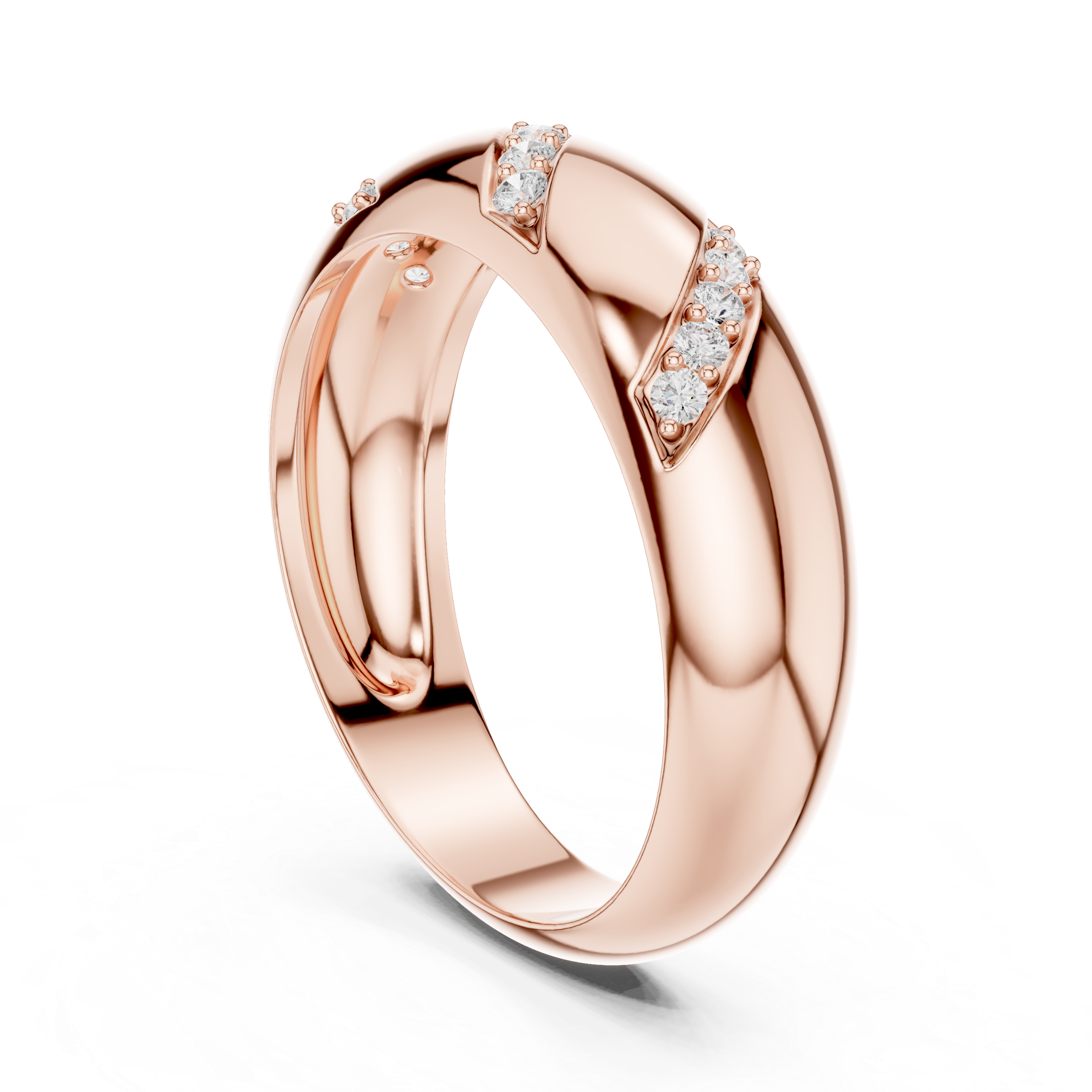 Men’s Diamond Accent Gold Band with Diagonal Pavé Design