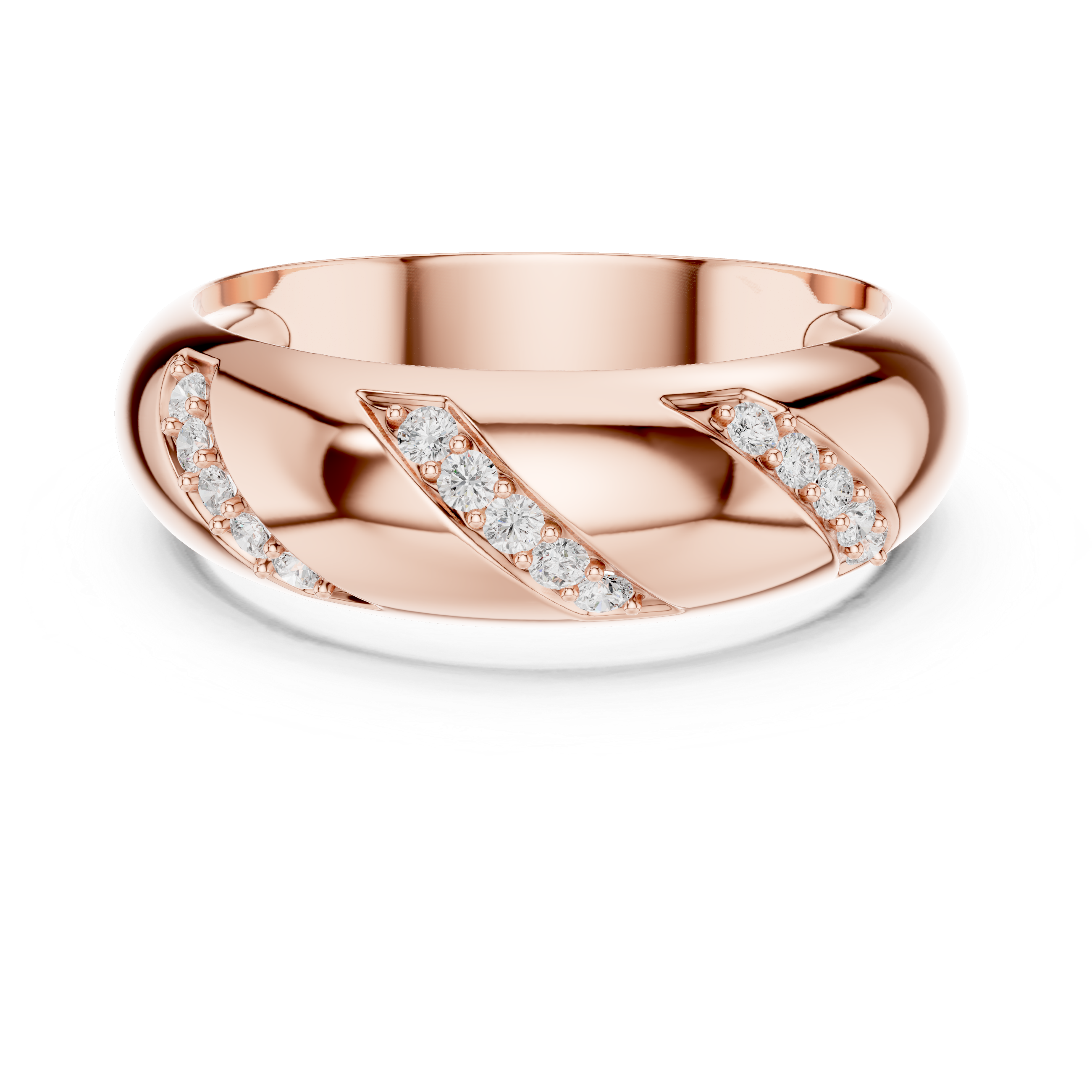 Men’s Diamond Accent Gold Band with Diagonal Pavé Design