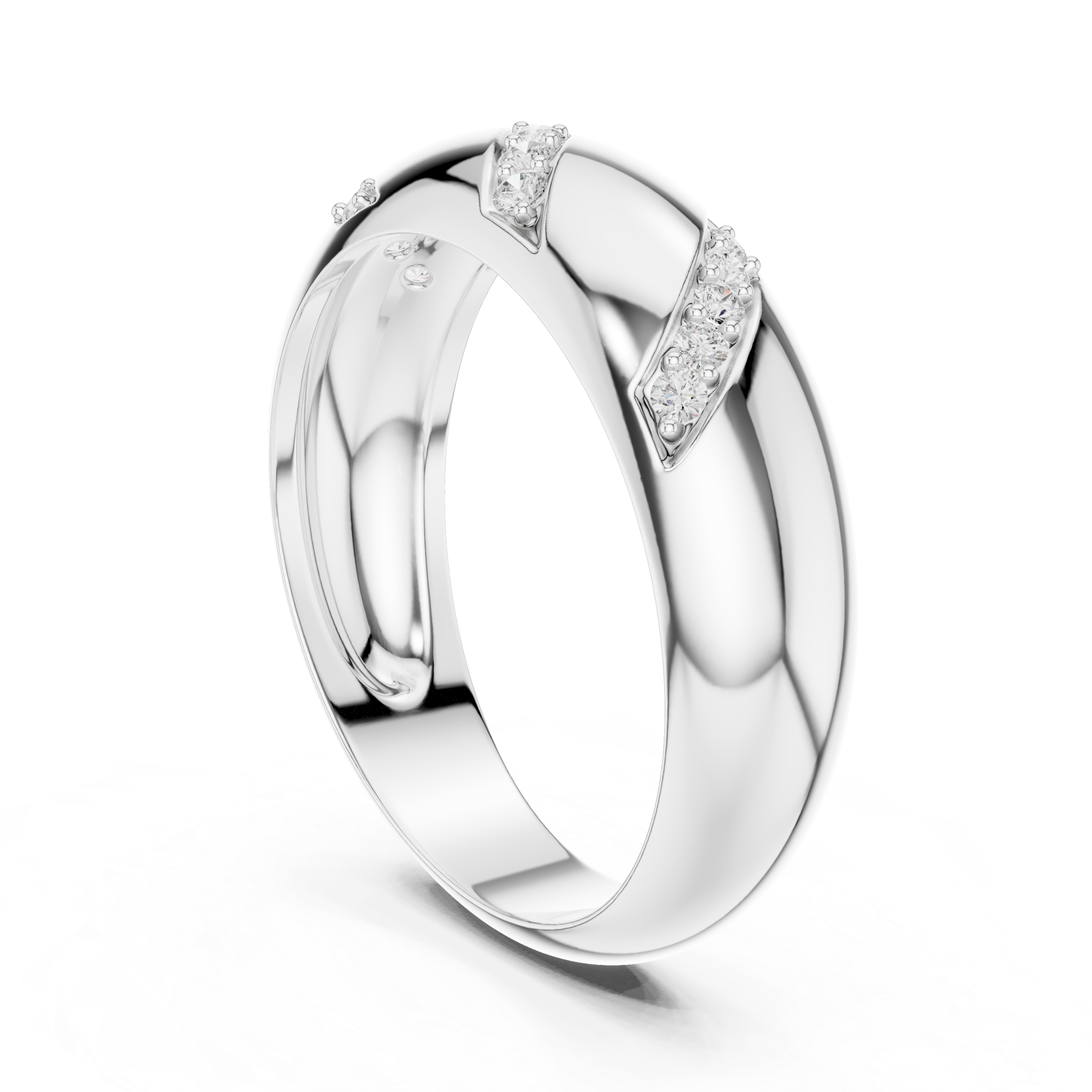 Men’s Diamond Accent Gold Band with Diagonal Pavé Design