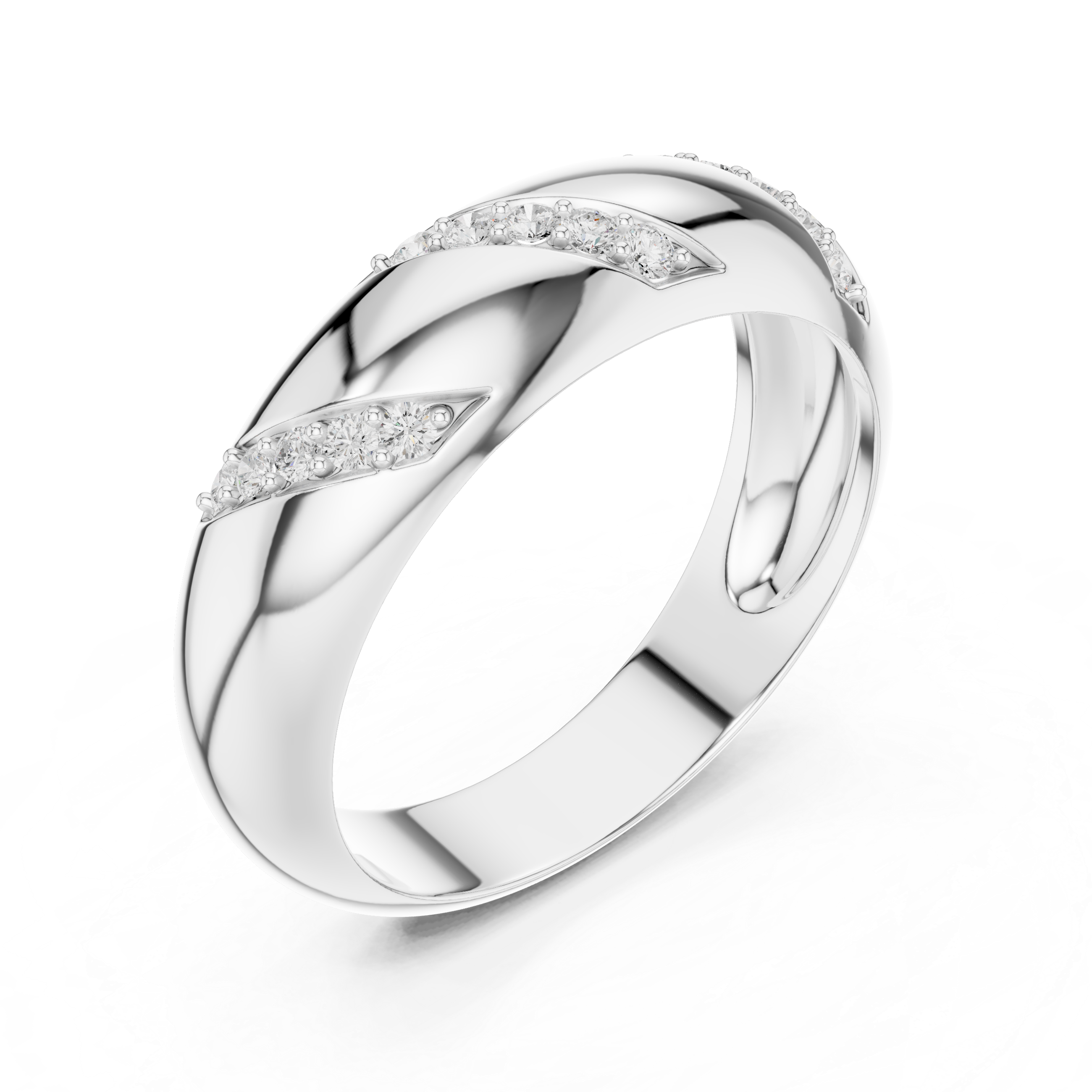 Men’s Diamond Accent Gold Band with Diagonal Pavé Design