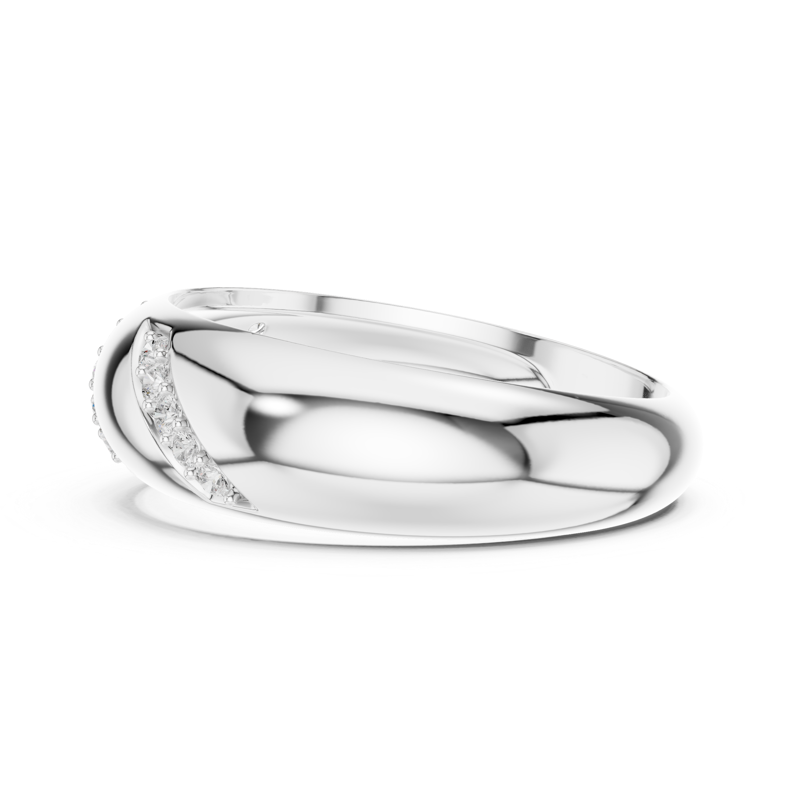 Men’s Diamond Accent Gold Band with Diagonal Pavé Design
