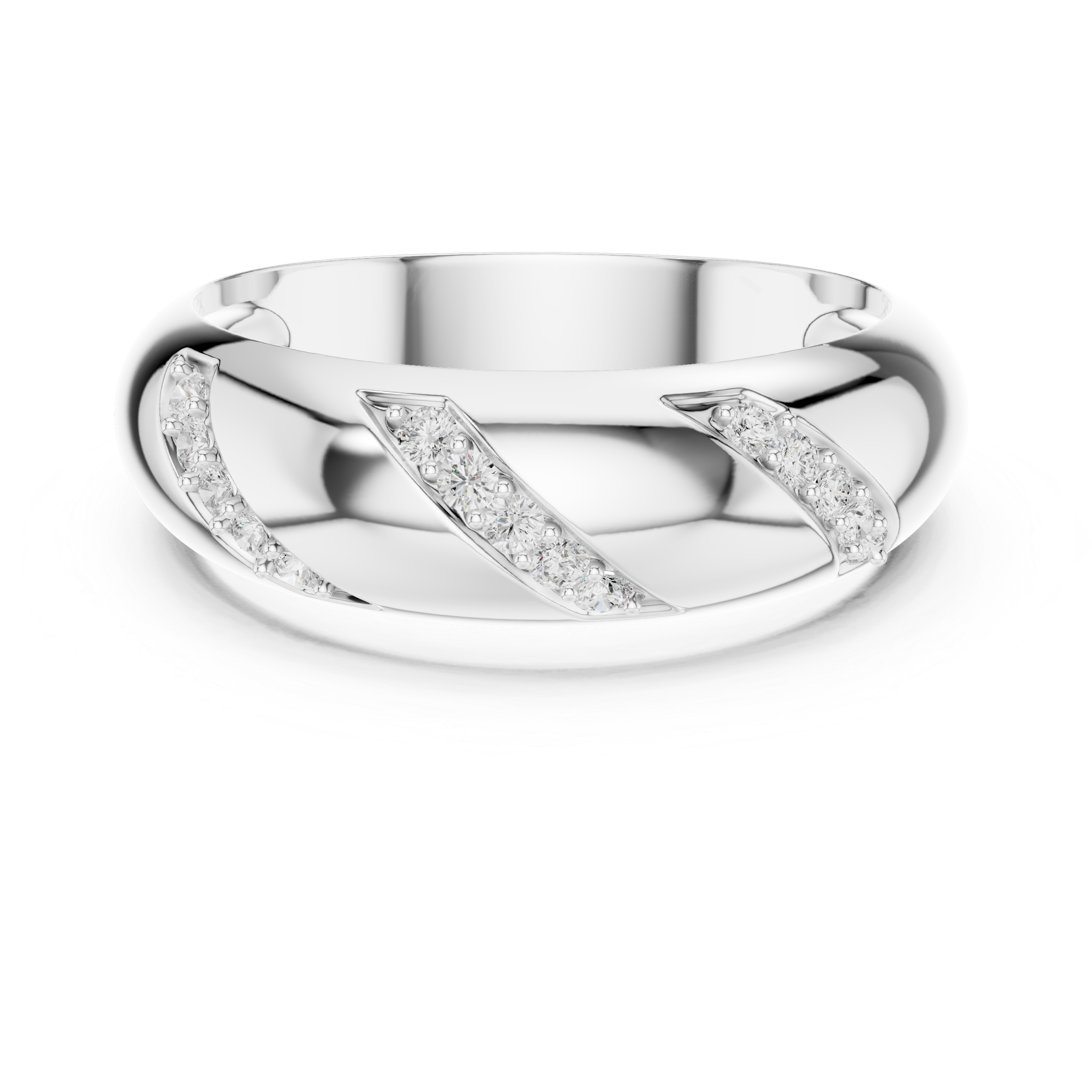 Men’s Diamond Accent Gold Band with Diagonal Pavé Design