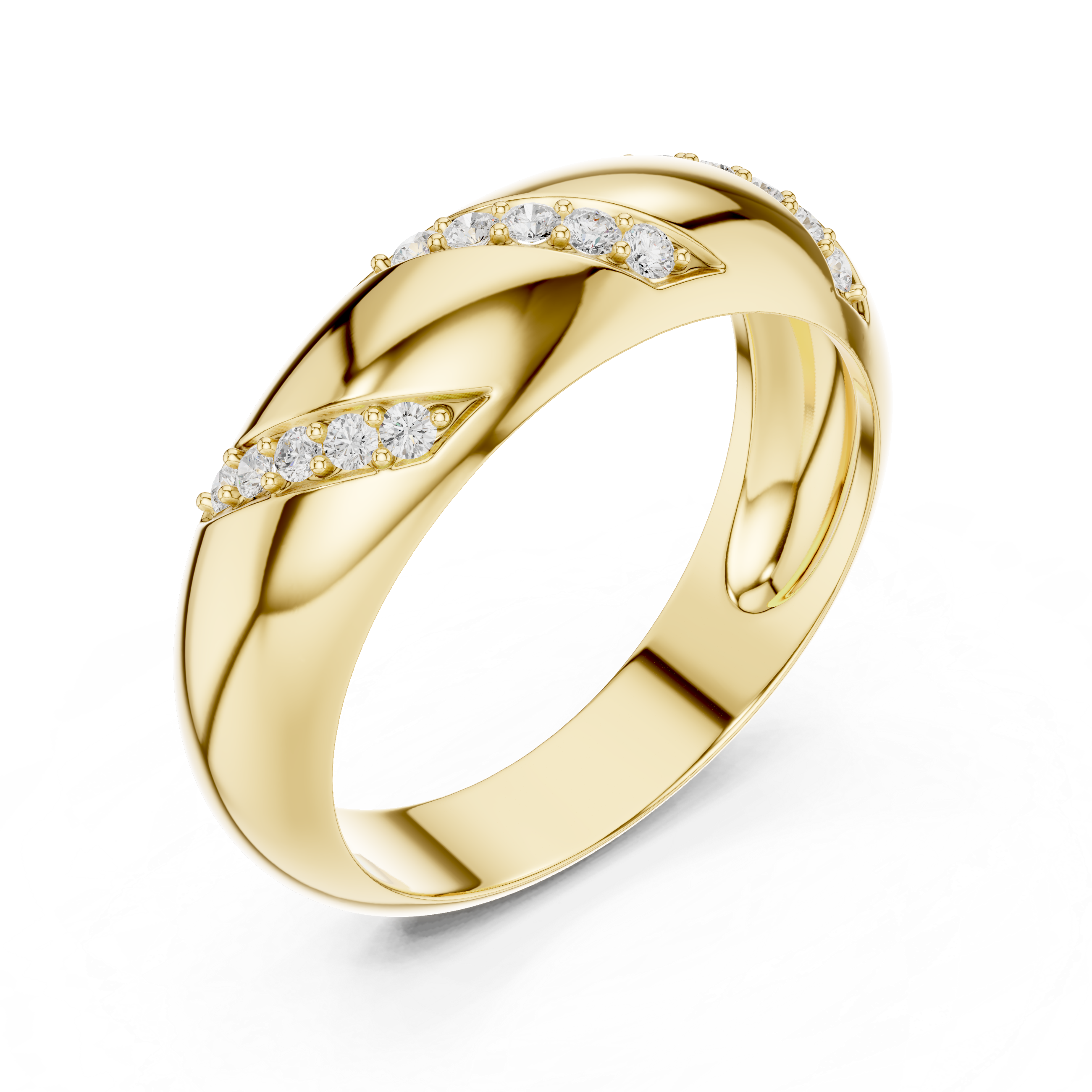 Men’s Diamond Accent Gold Band with Diagonal Pavé Design