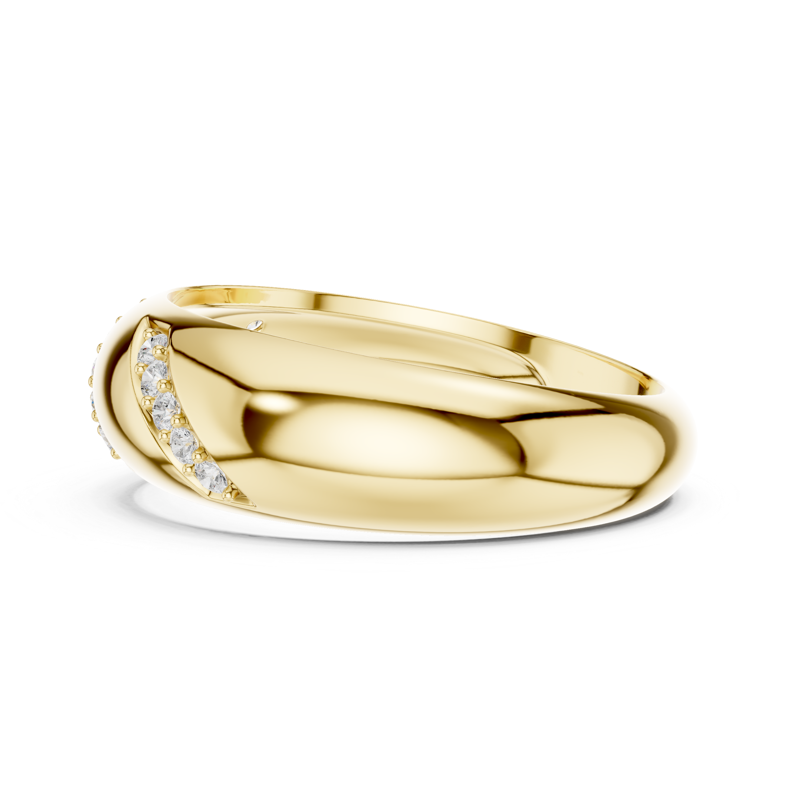 Men’s Diamond Accent Gold Band with Diagonal Pavé Design