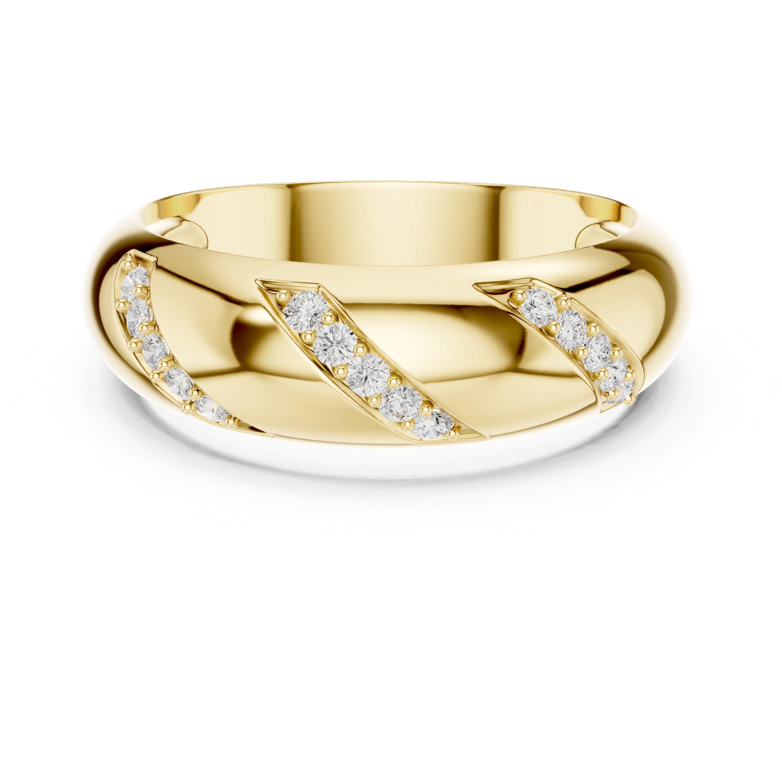 Men’s Diamond Accent Gold Band with Diagonal Pavé Design