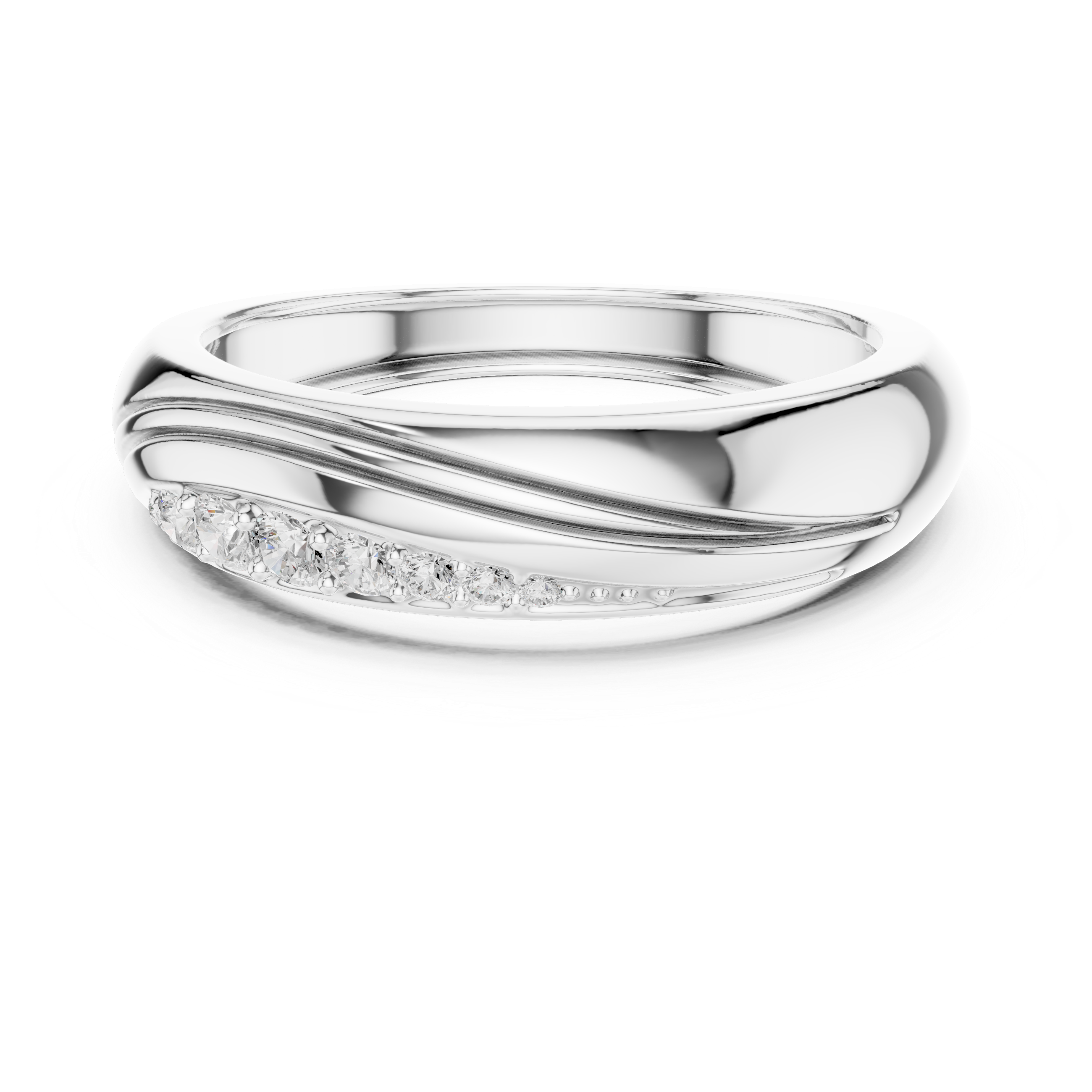 Wave Design Pavé Diamond Men’s Ring