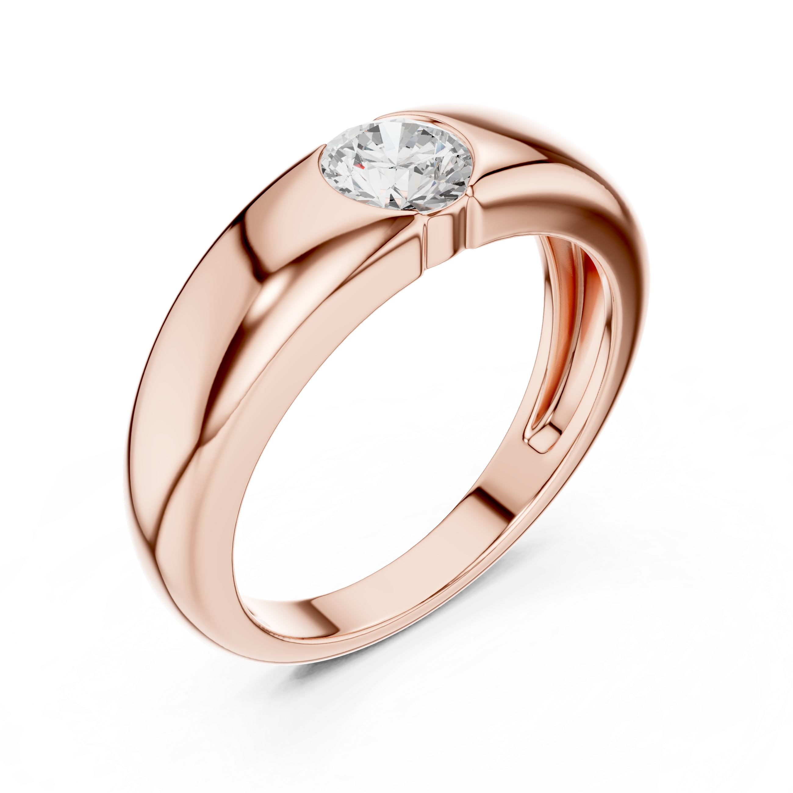 Minimal Bezel Set Solitaire Men’s Ring