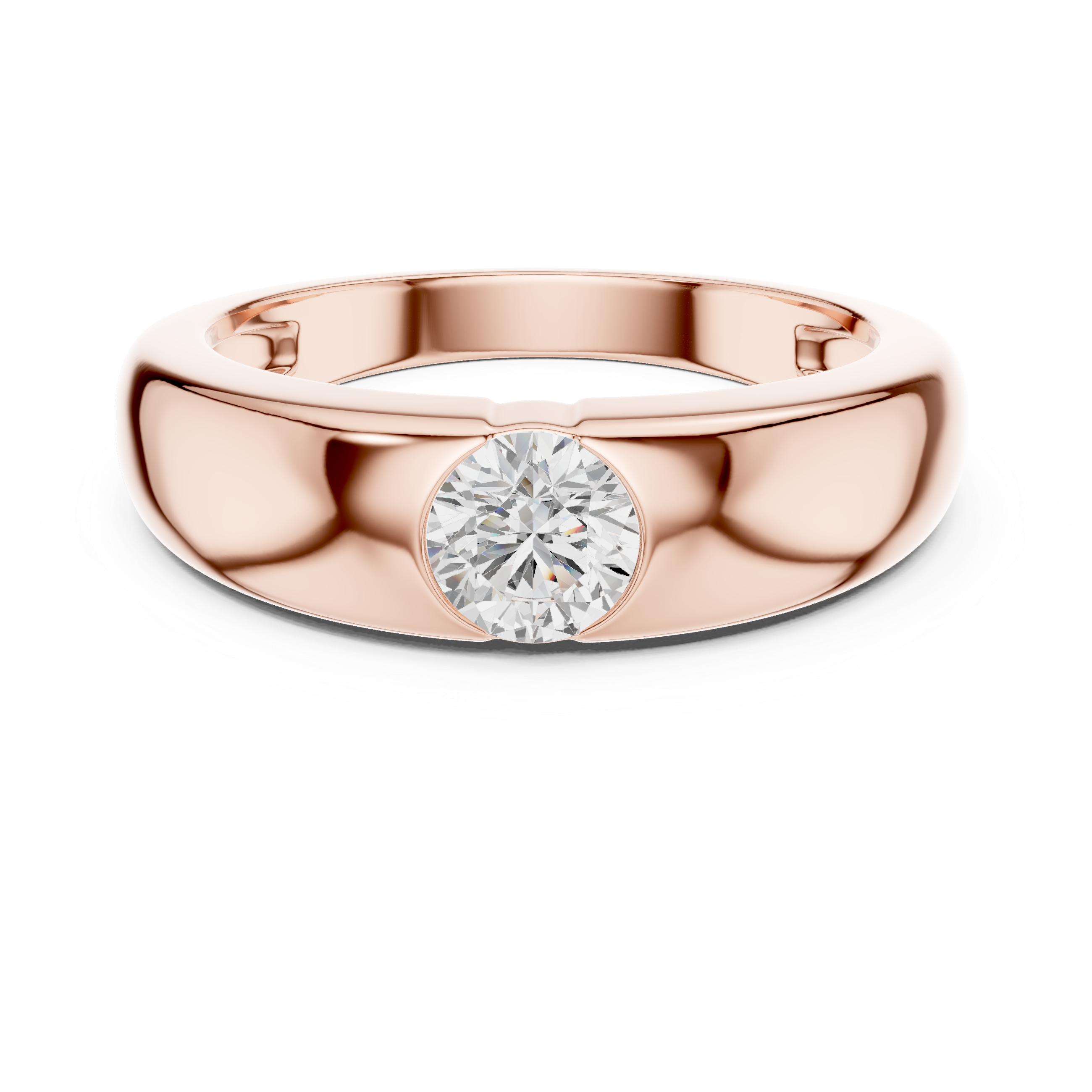 Minimal Bezel Set Solitaire Men’s Ring
