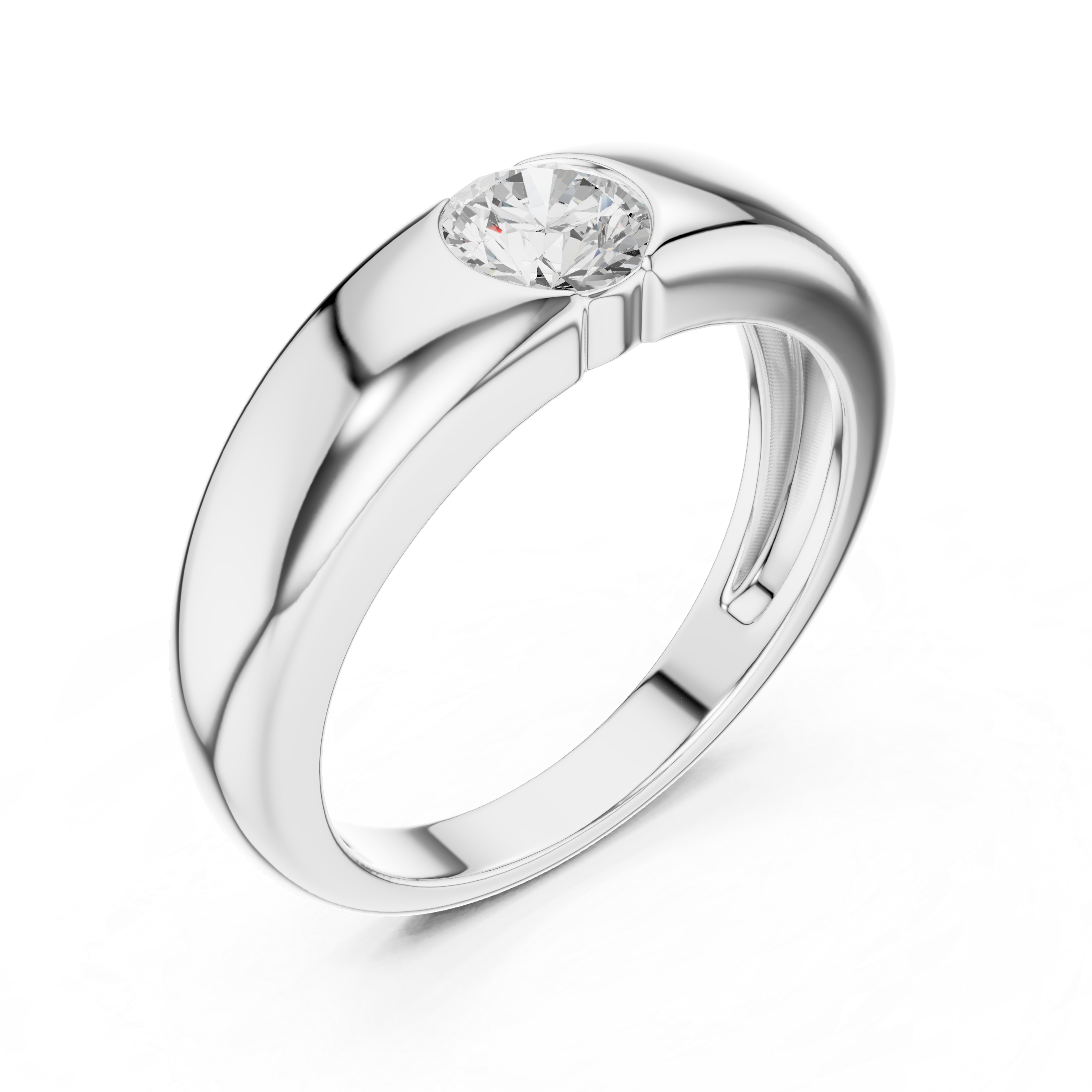 Minimal Bezel Set Solitaire Men’s Ring