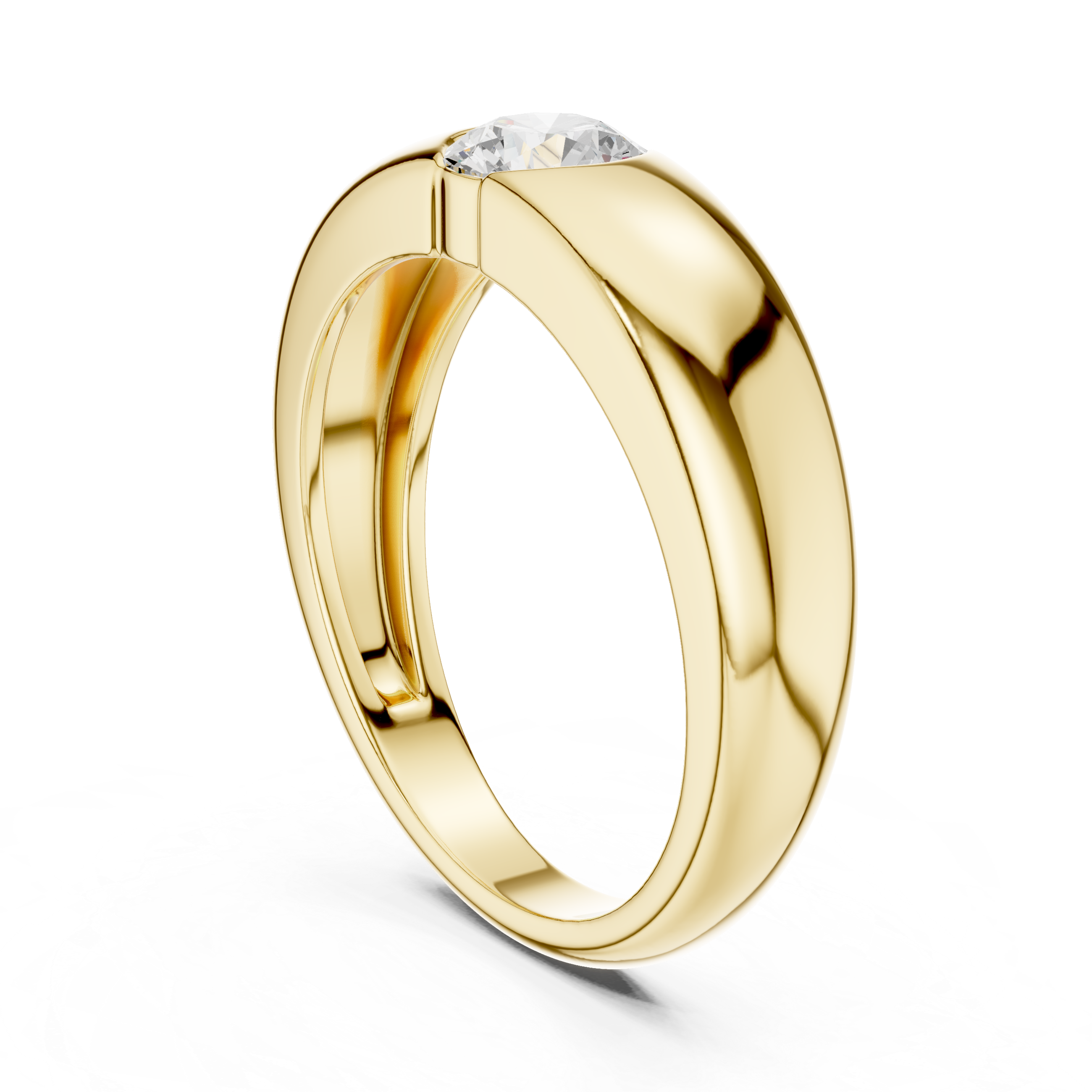 Minimal Bezel Set Solitaire Men’s Ring