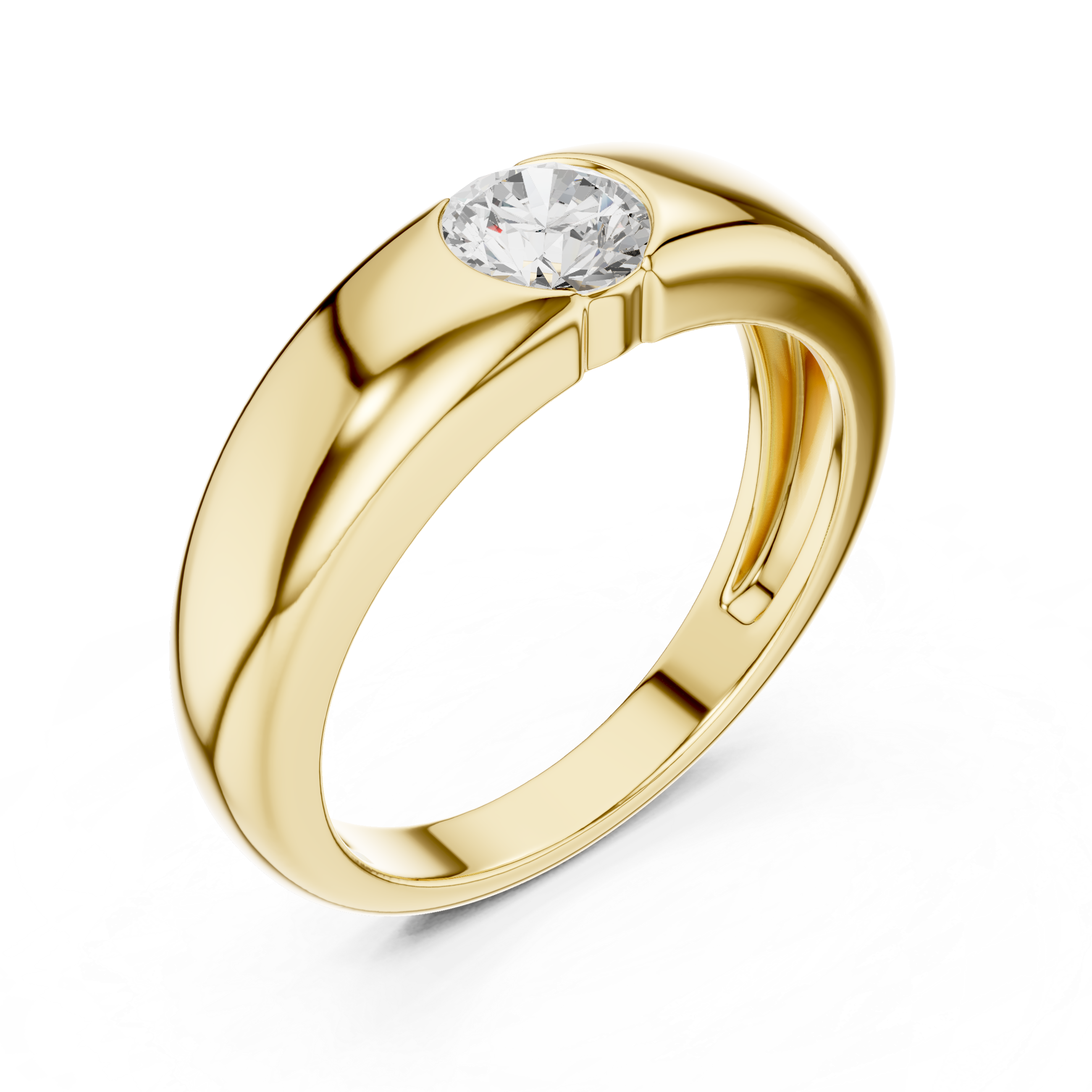 Minimal Bezel Set Solitaire Men’s Ring