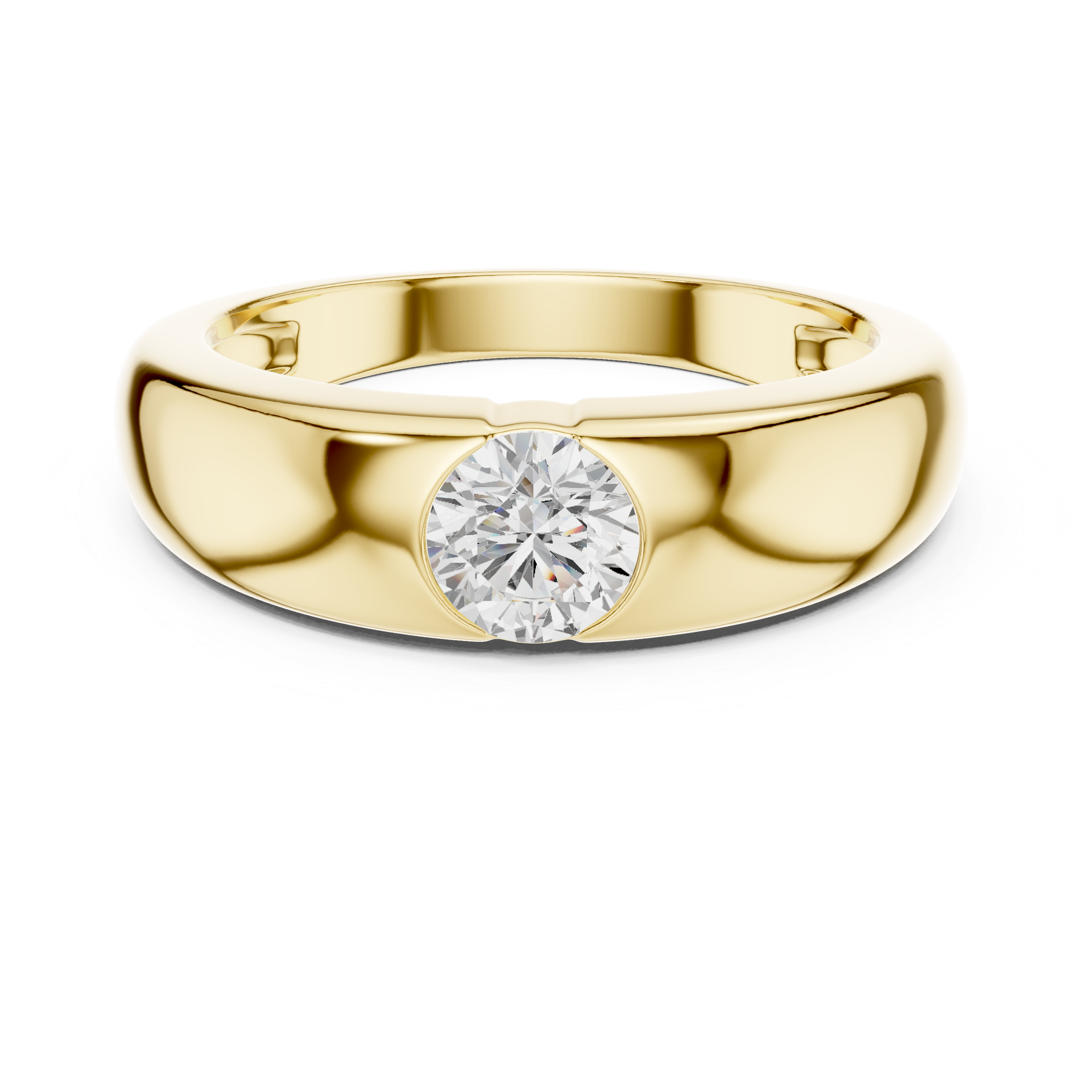 Minimal Bezel Set Solitaire Men’s Ring
